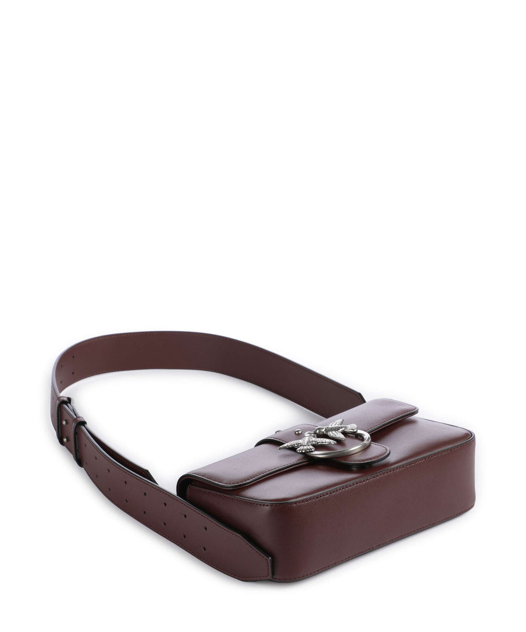 Pinko Love One Mini Slouchy Shoulder bag burgundy wine/old silver