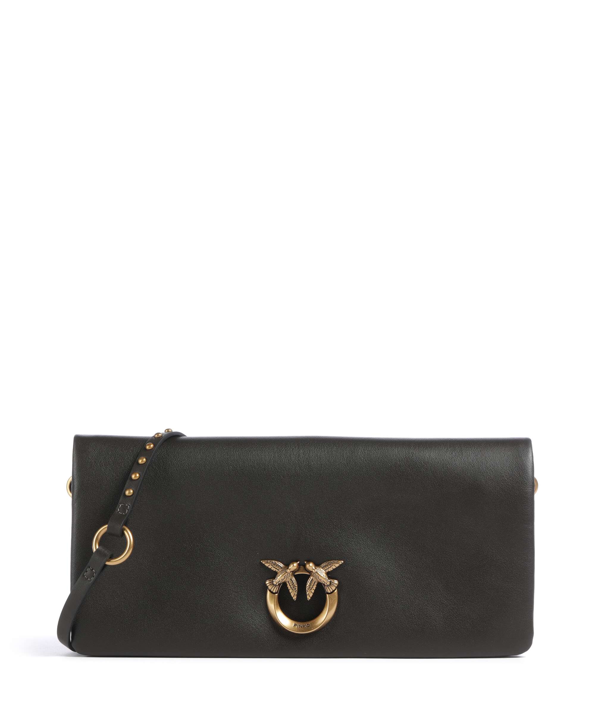 Pinko Click Soft Classic Crossbody bag fine grain leather burgundy
