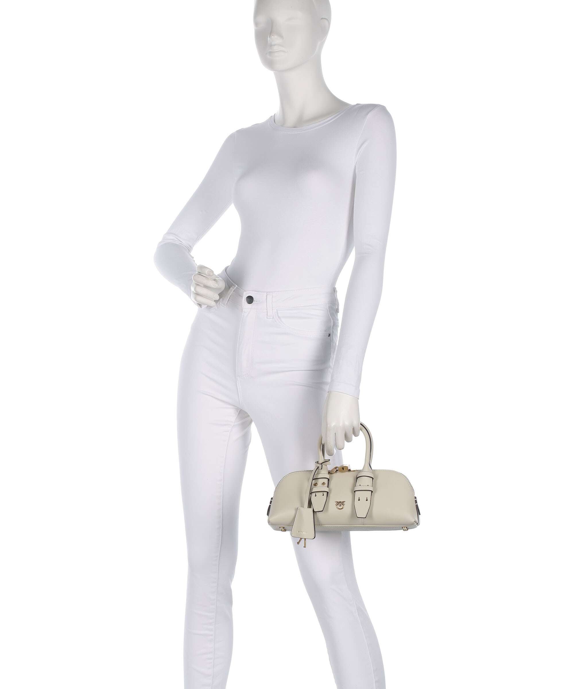 Pinko Bowling Horizontal Handbag softly grained calfskin bianco