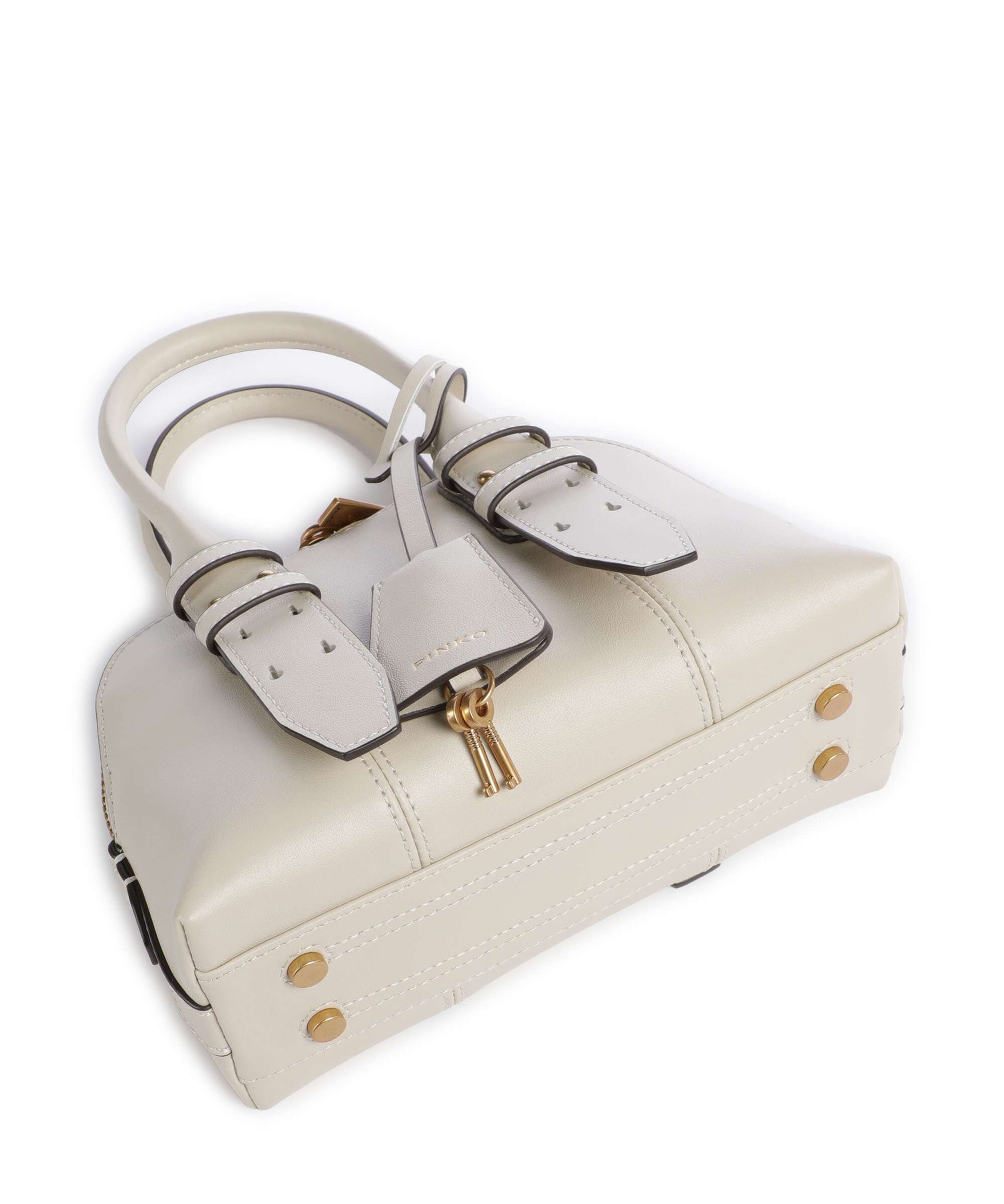 Pinko Bowling Mini Handbag fine grain leather bianco seta/antique