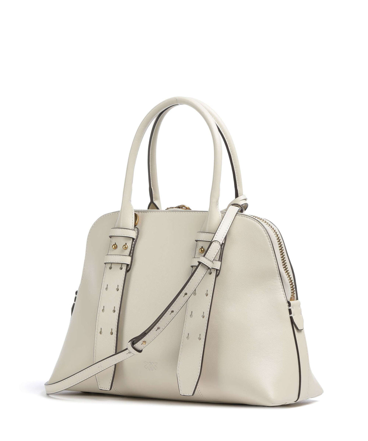 Pinko Bowling Medium Handbag bianco seta/antique gold