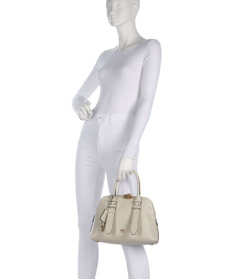 Pinko Bowling Medium Handbag bianco seta/antique gold