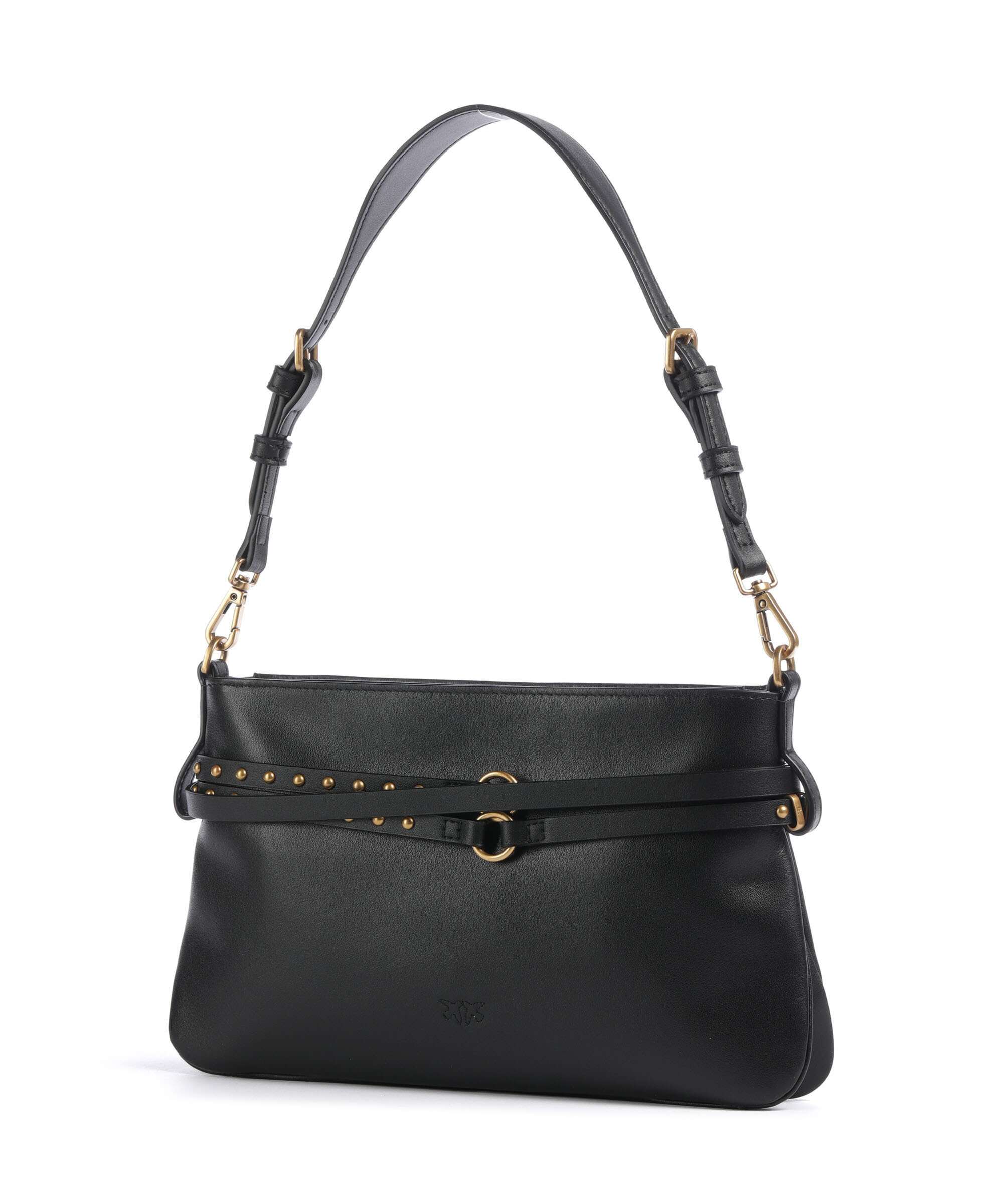 Pinko Belt Mini Shoulder bag fine grain leather nero/antique gold