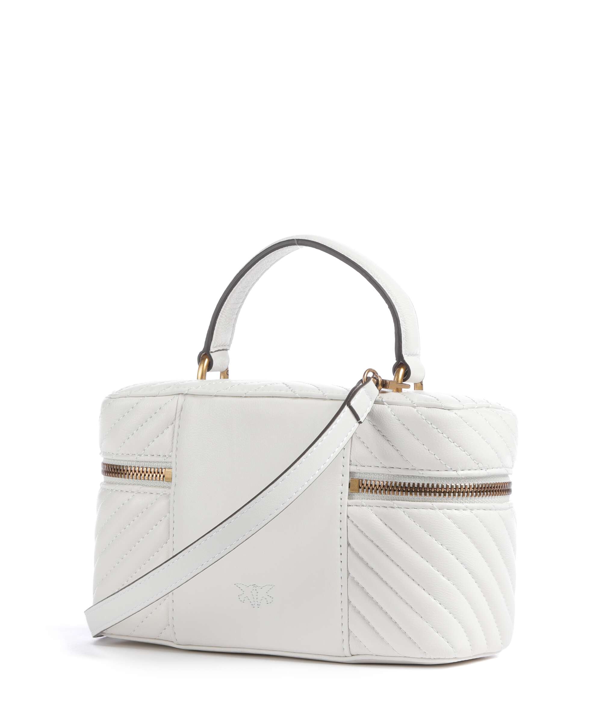 Pinko Vanity Mini Handbag fine grain leather bianco nembo/antique