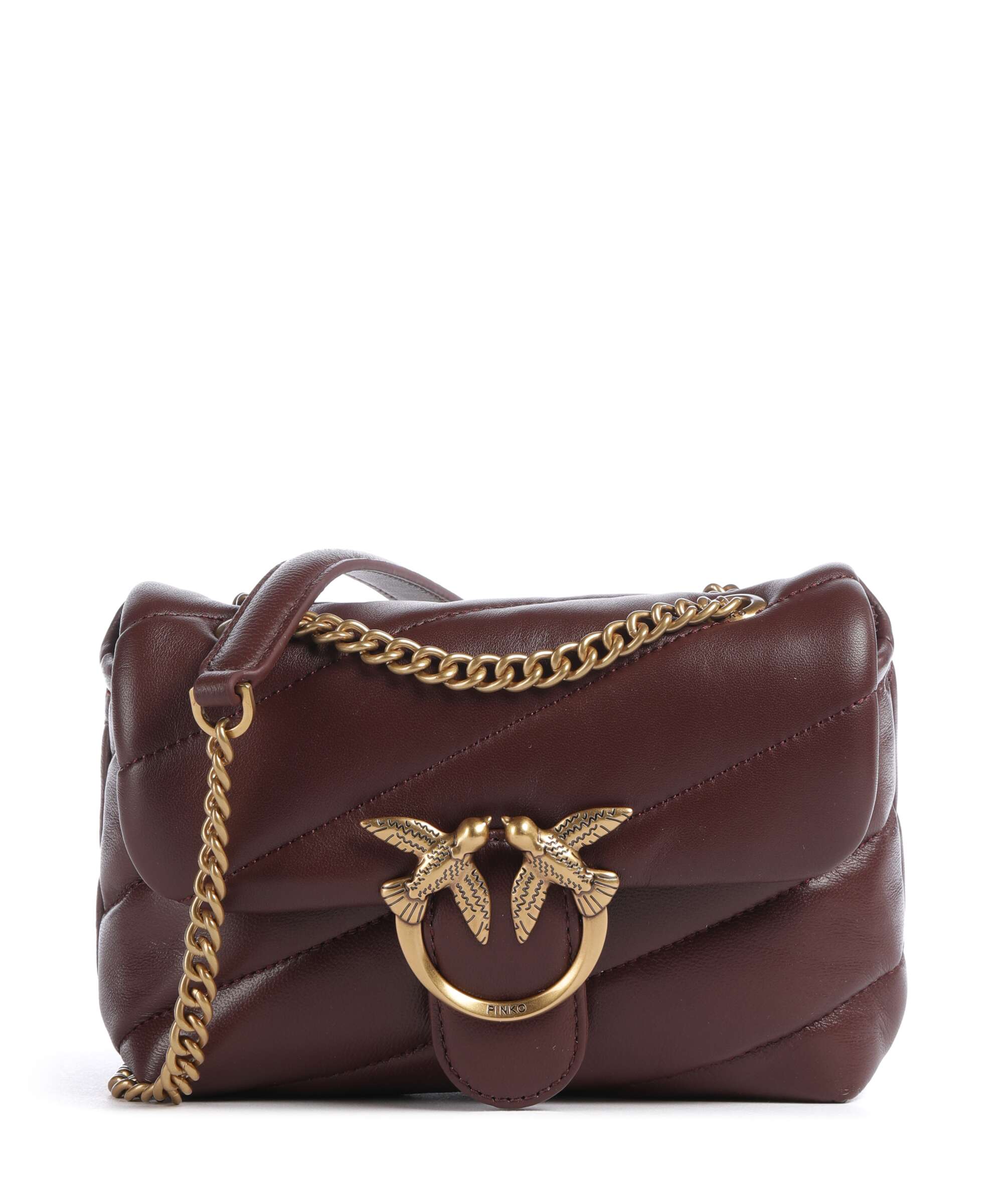 ♡♡♡ Pinko Love Puff Baby Shoulder bag sheepskin leather burgundy wine