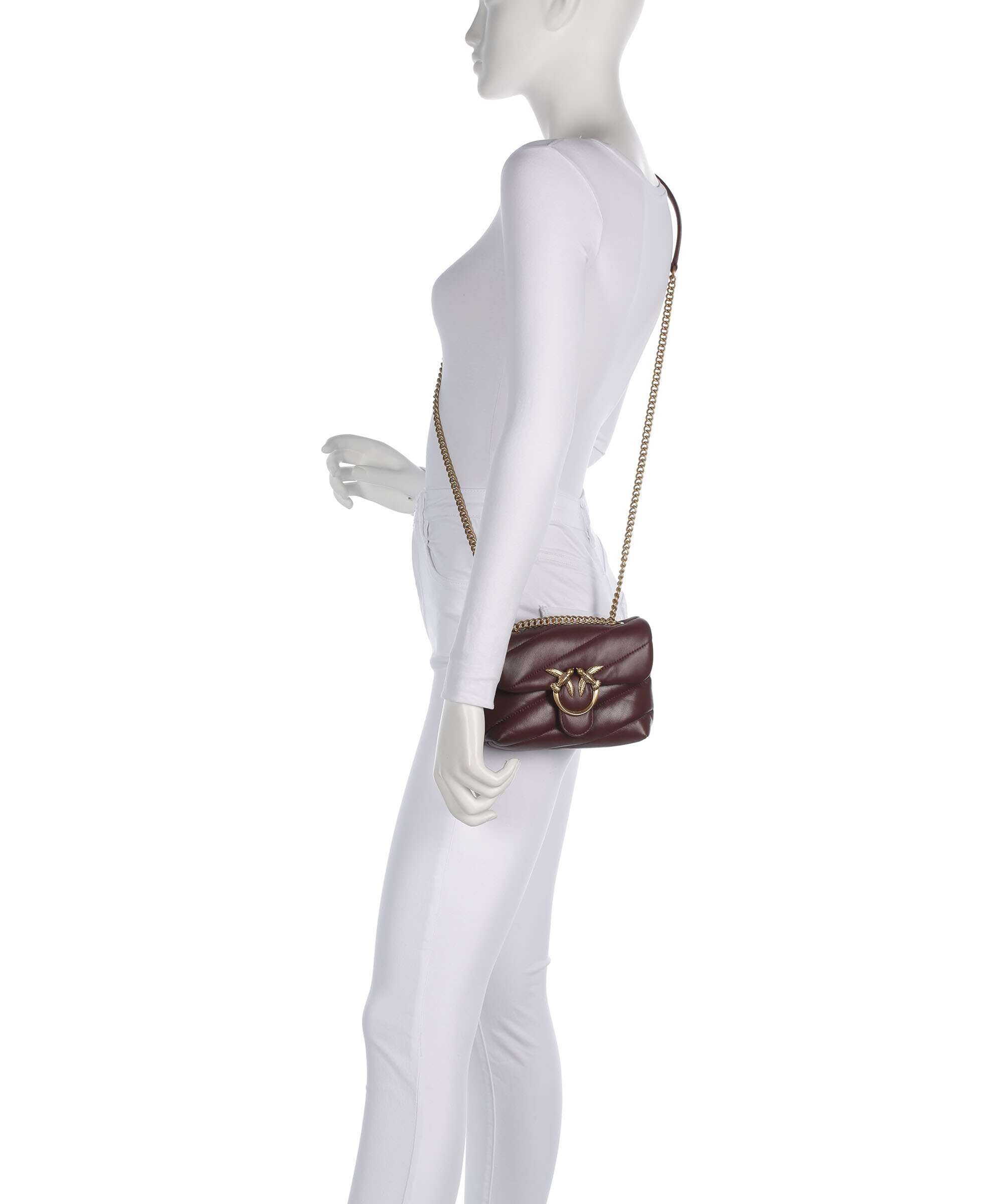 Pinko Love Puff Baby Shoulder bag sheepskin leather burgundy wine