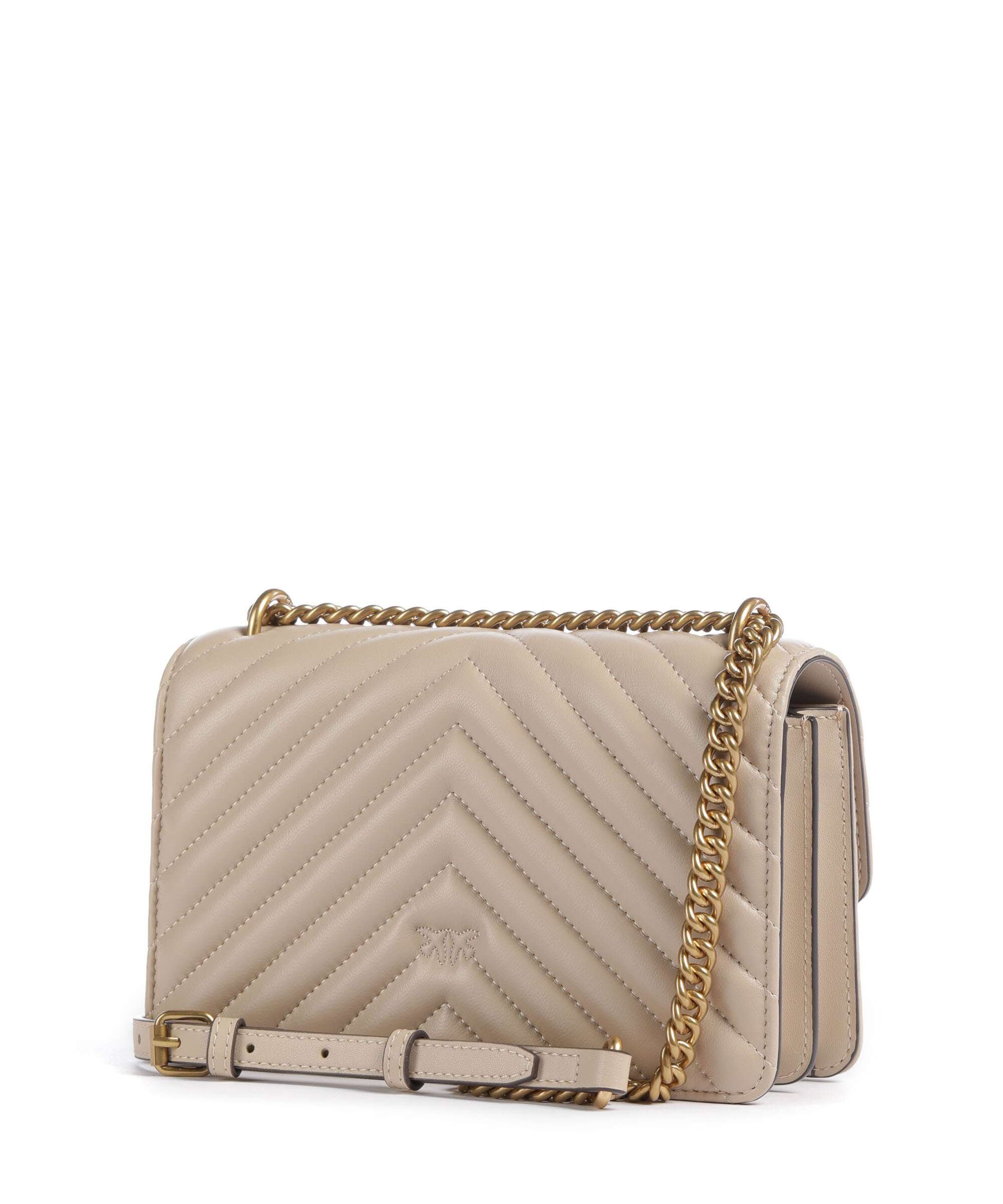 Pinko Love One Mini Shoulder bag fine grain leather beige/grigio