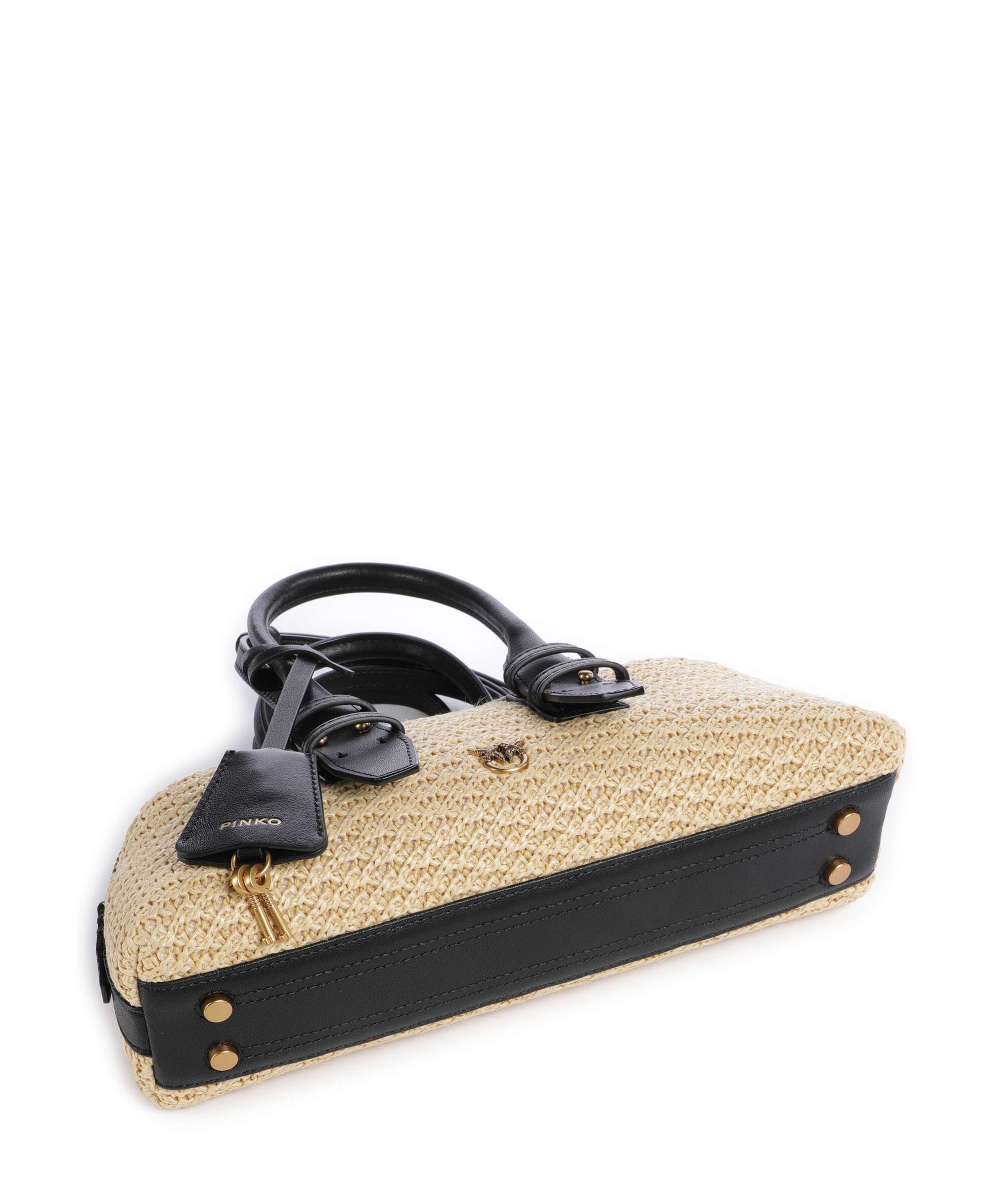 Pinko Bowling Horizontal Handbag polypropylene rafia/nero/antique