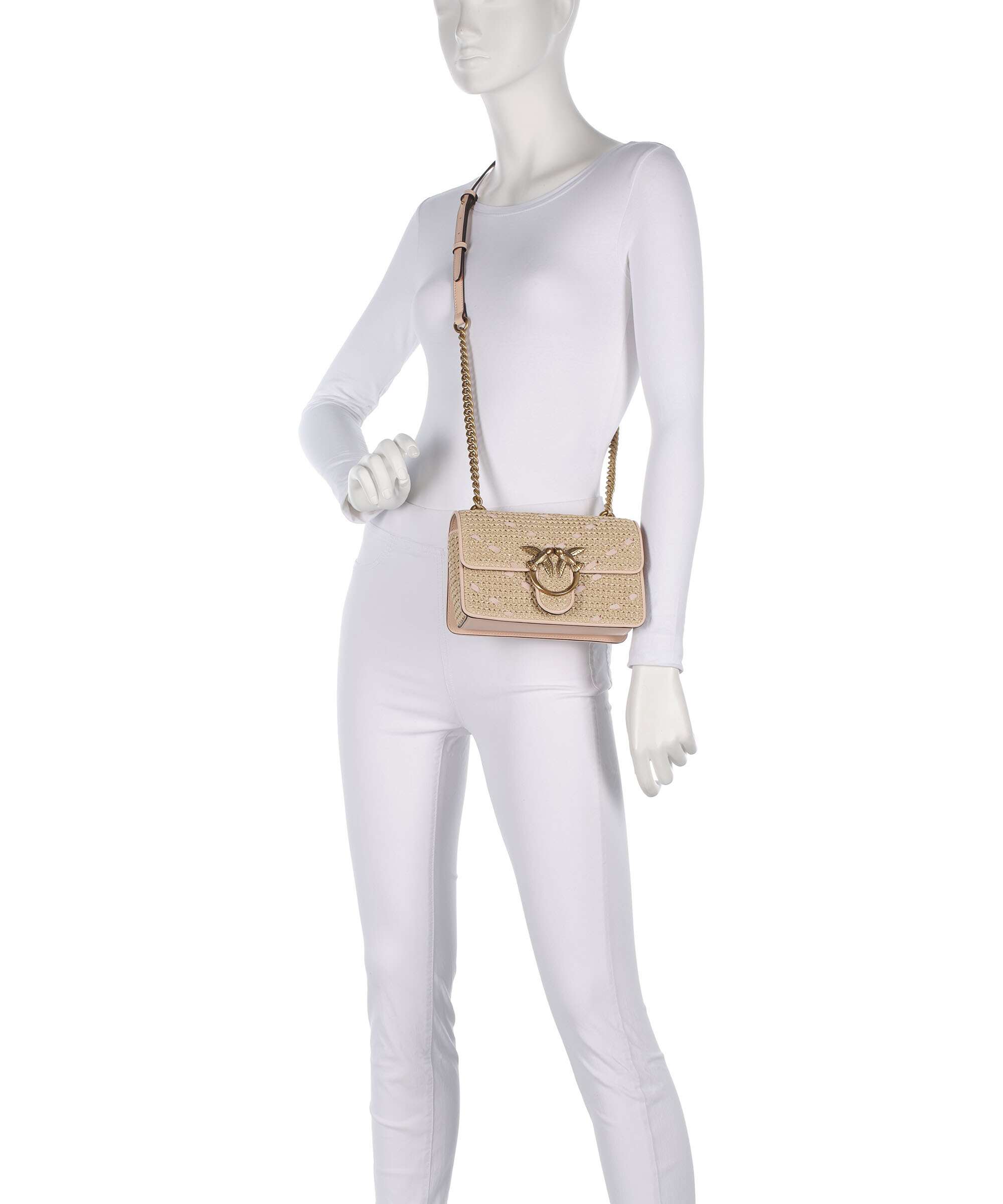 Pinko Love One Mini Crossbody bag polyester paglia/rosa/antique
