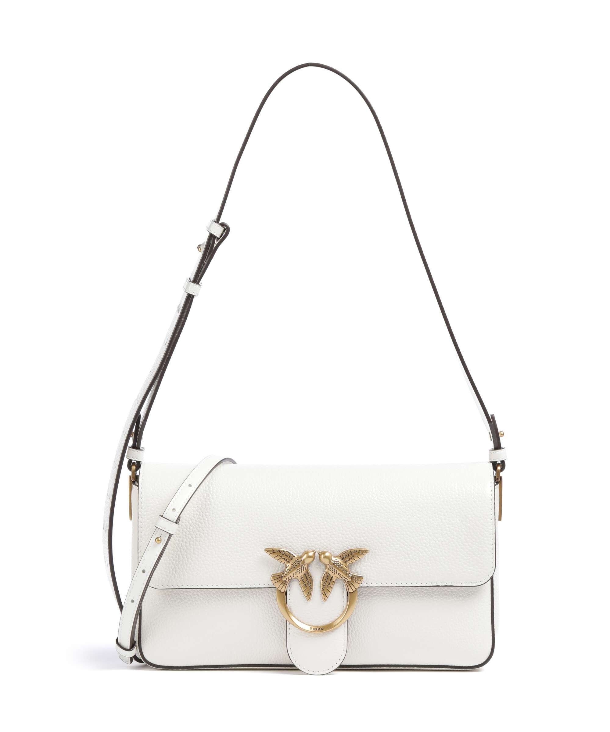 Pinko Love One Classic Slouchy Shoulder bag bianco nembo/antique gold