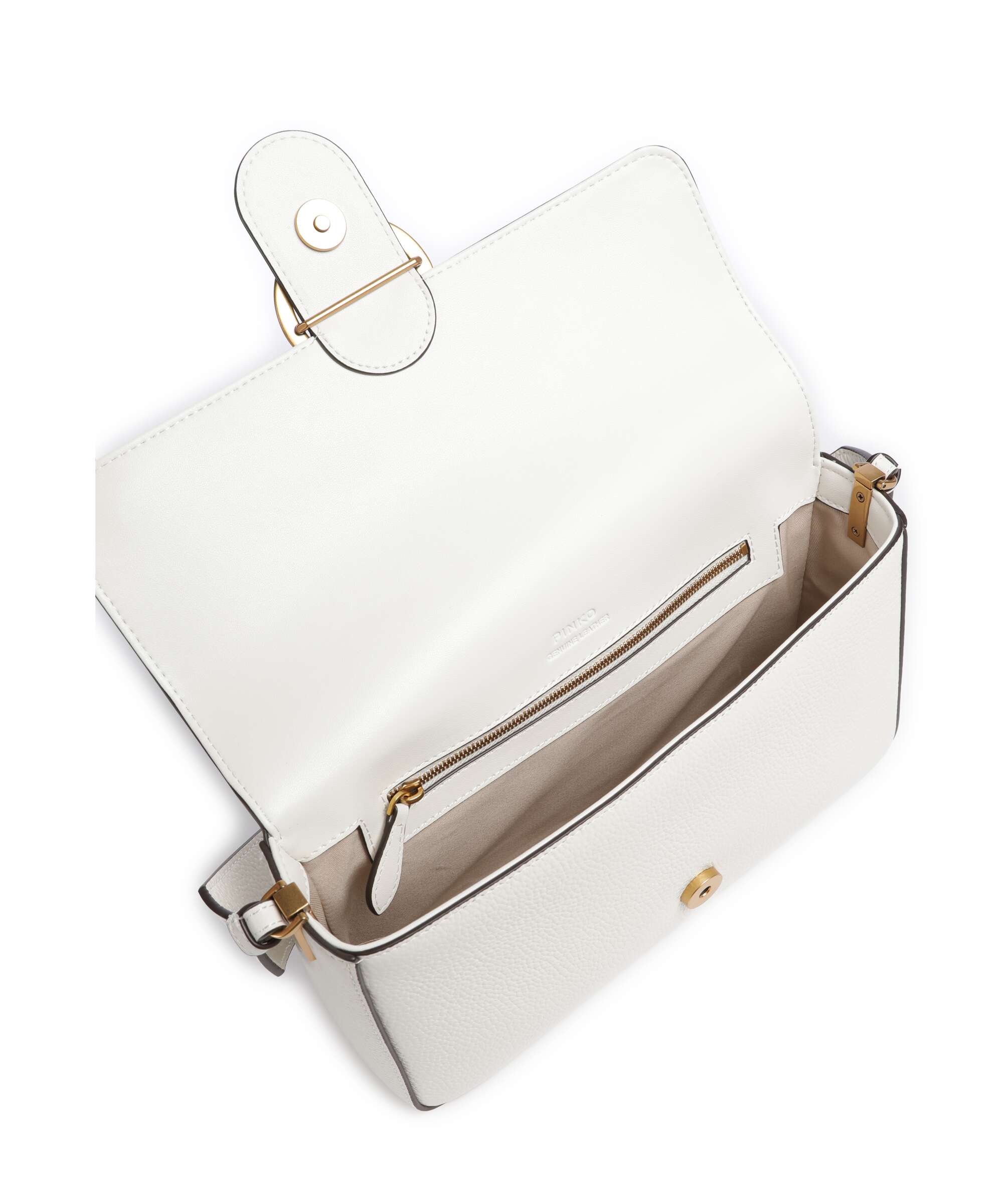Pinko Love One Classic Slouchy Shoulder bag bianco nembo/antique gold