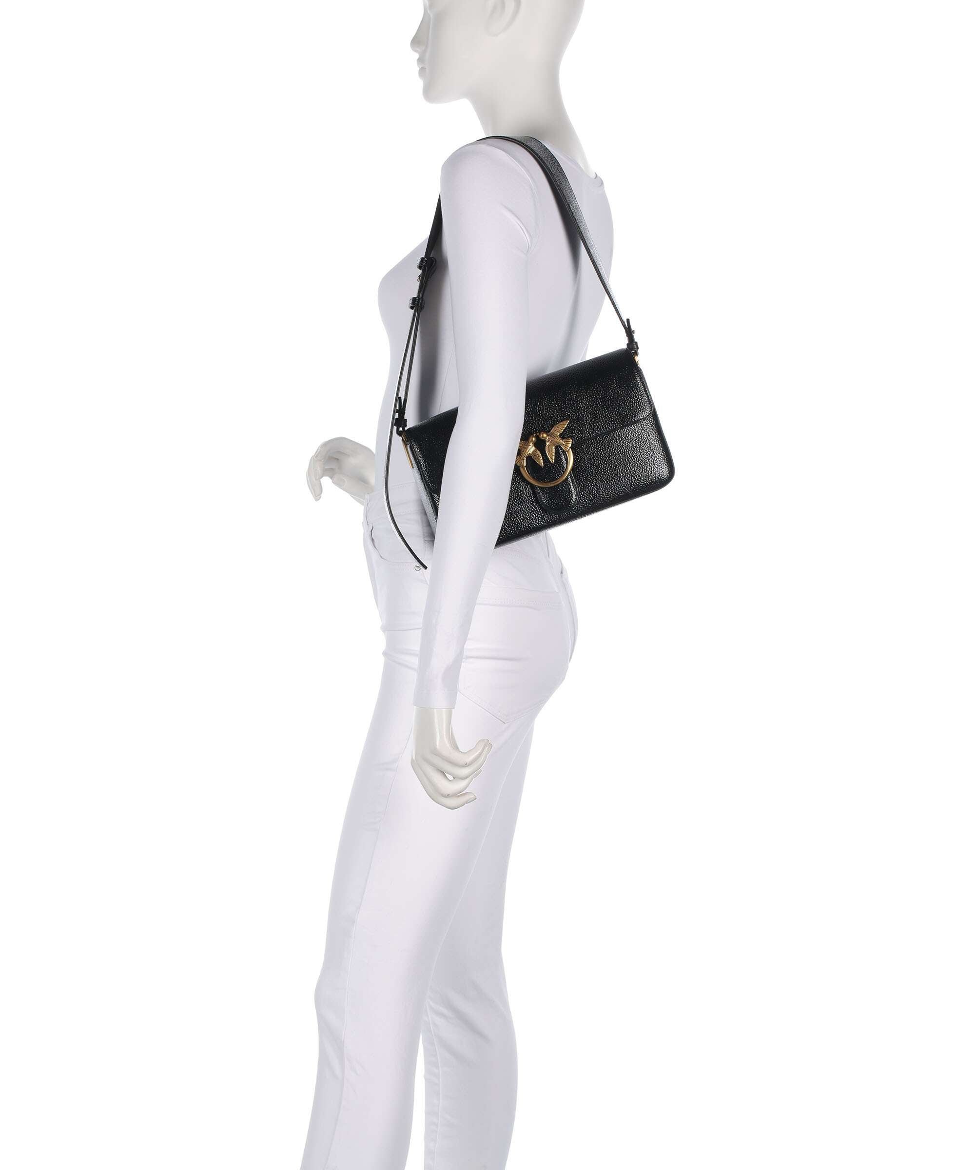 Pinko Love One Classic Slouchy Shoulder bag grained leather nero
