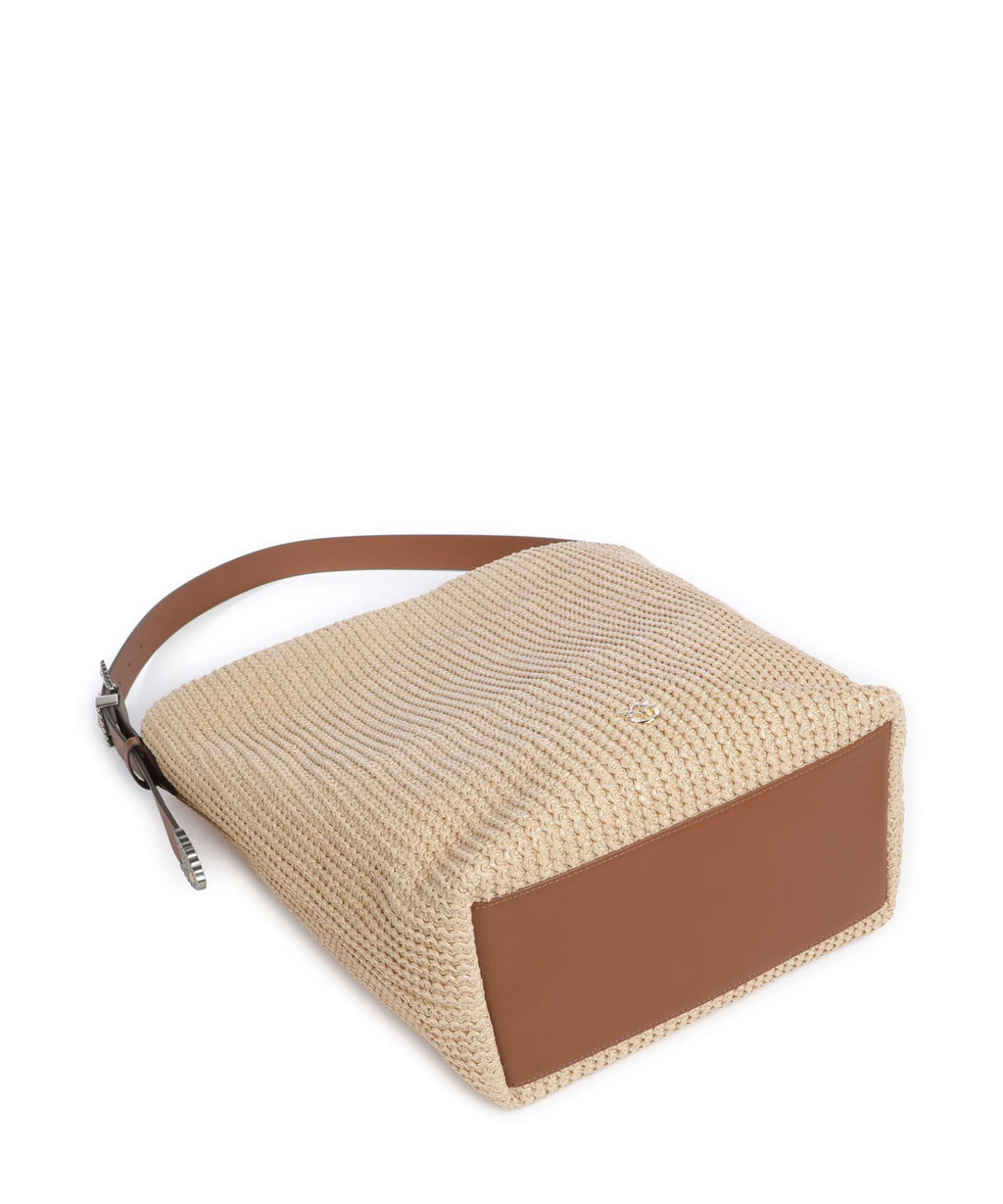 Pinko Big Hobo bag paglia/cuoio/mix gal