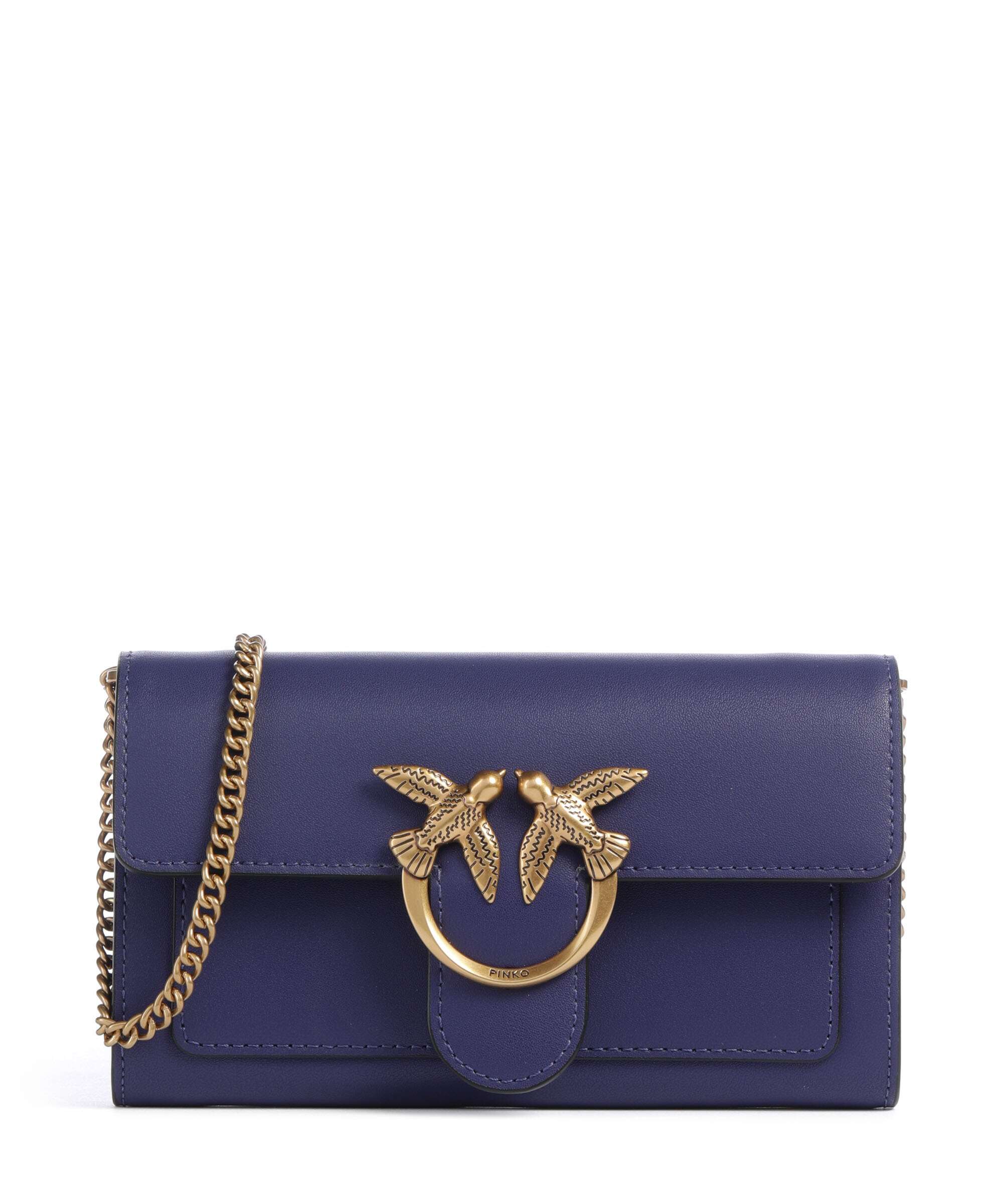 Pinko Love One Wallet fine grain leather nero/antique gold