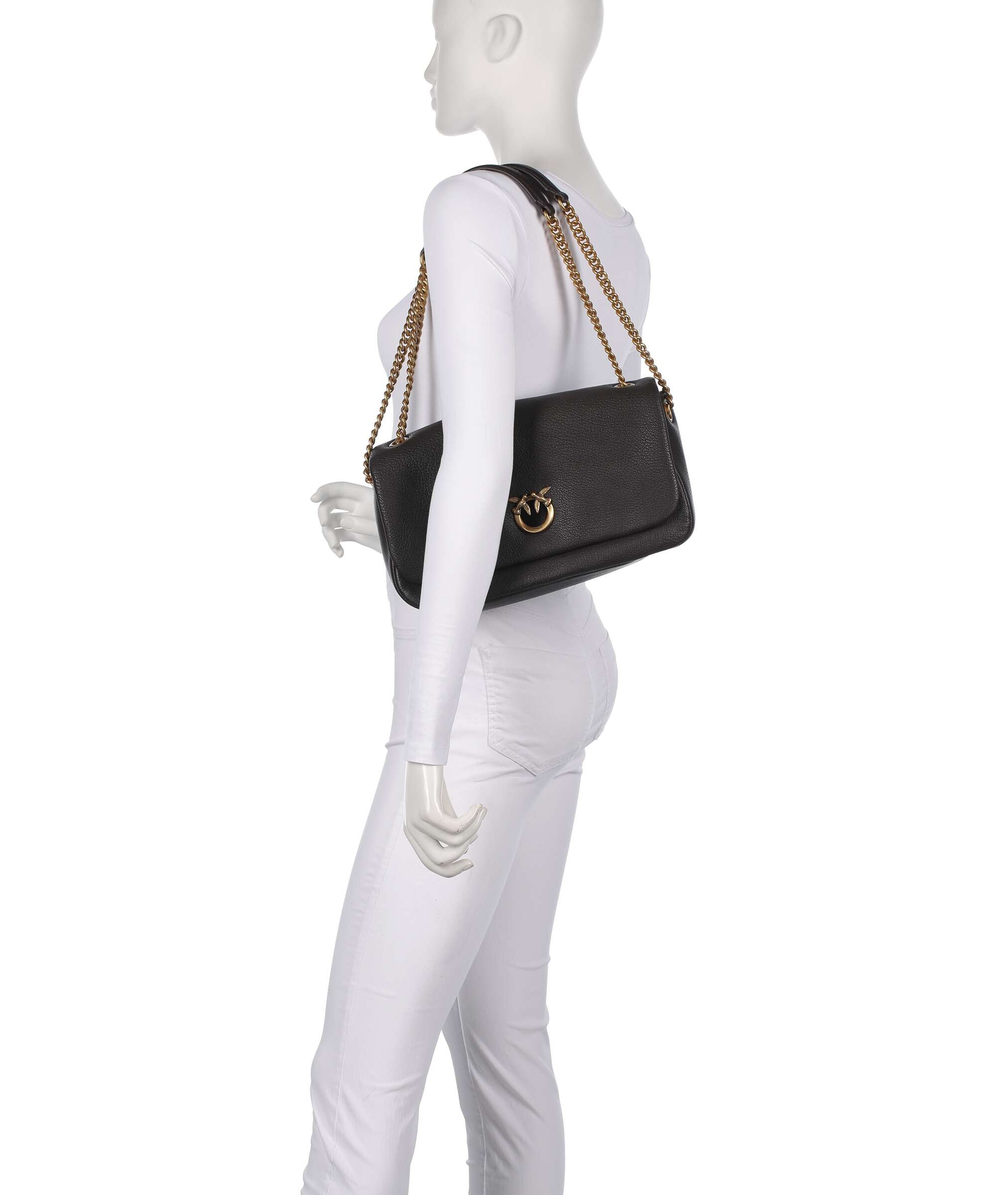 Pinko Click Soft Horizontal Chain Shoulder bag lamb leather