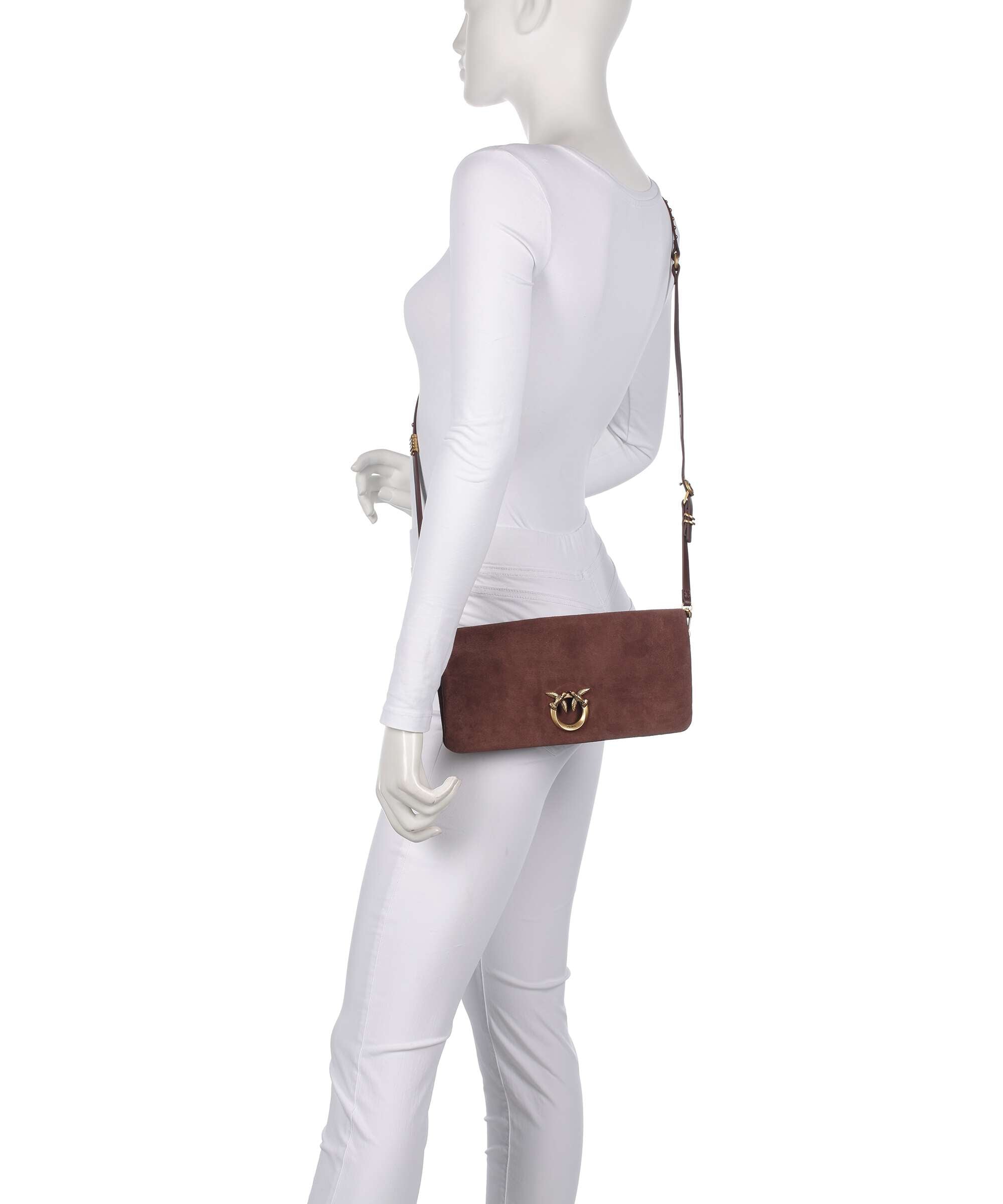 Pinko Click Soft Horizontal Classic Crossbody bag velour leather