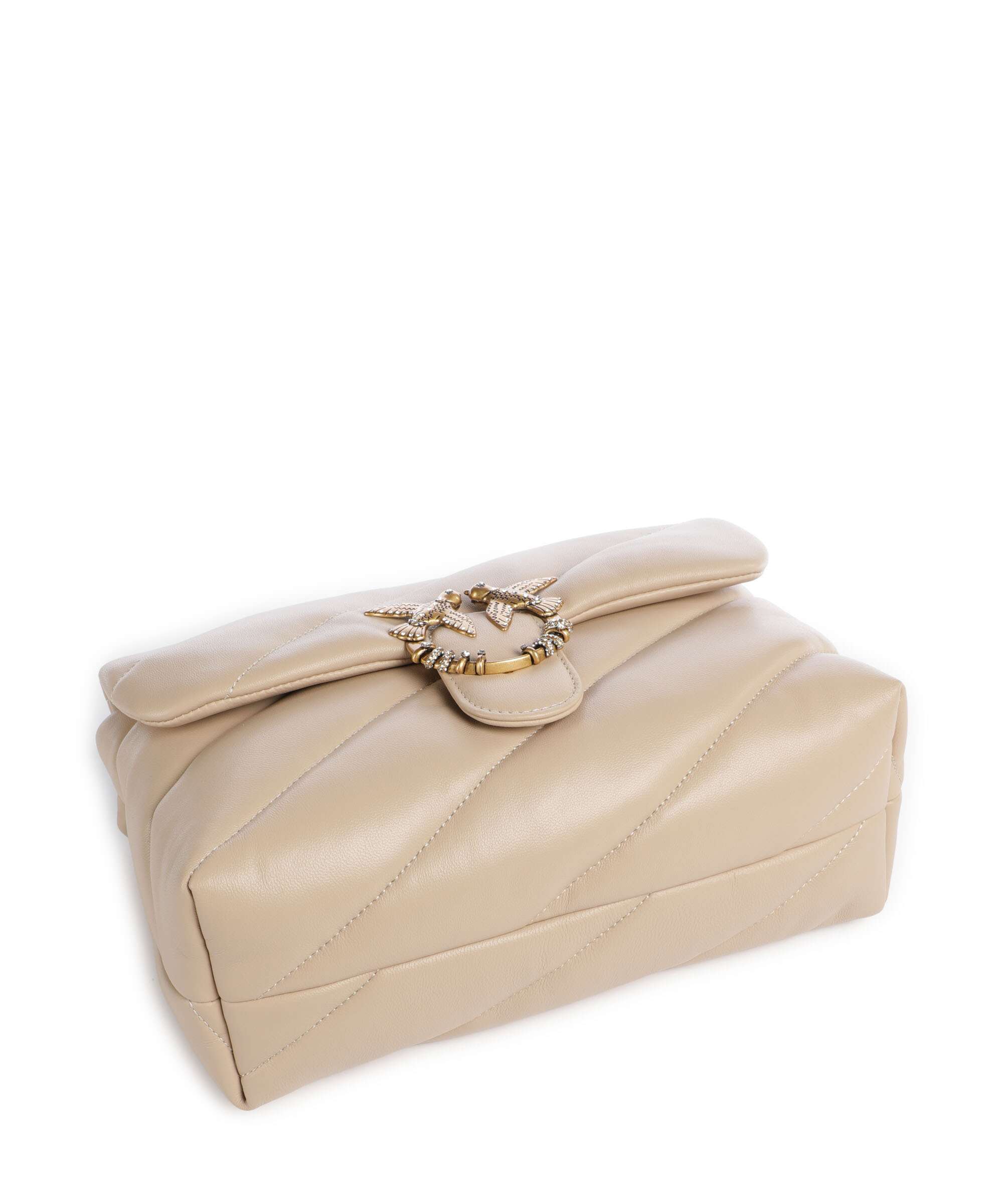 Pinko Love Puff Classic New Buckle Shoulder bag beige/grigio fumo/antique gold