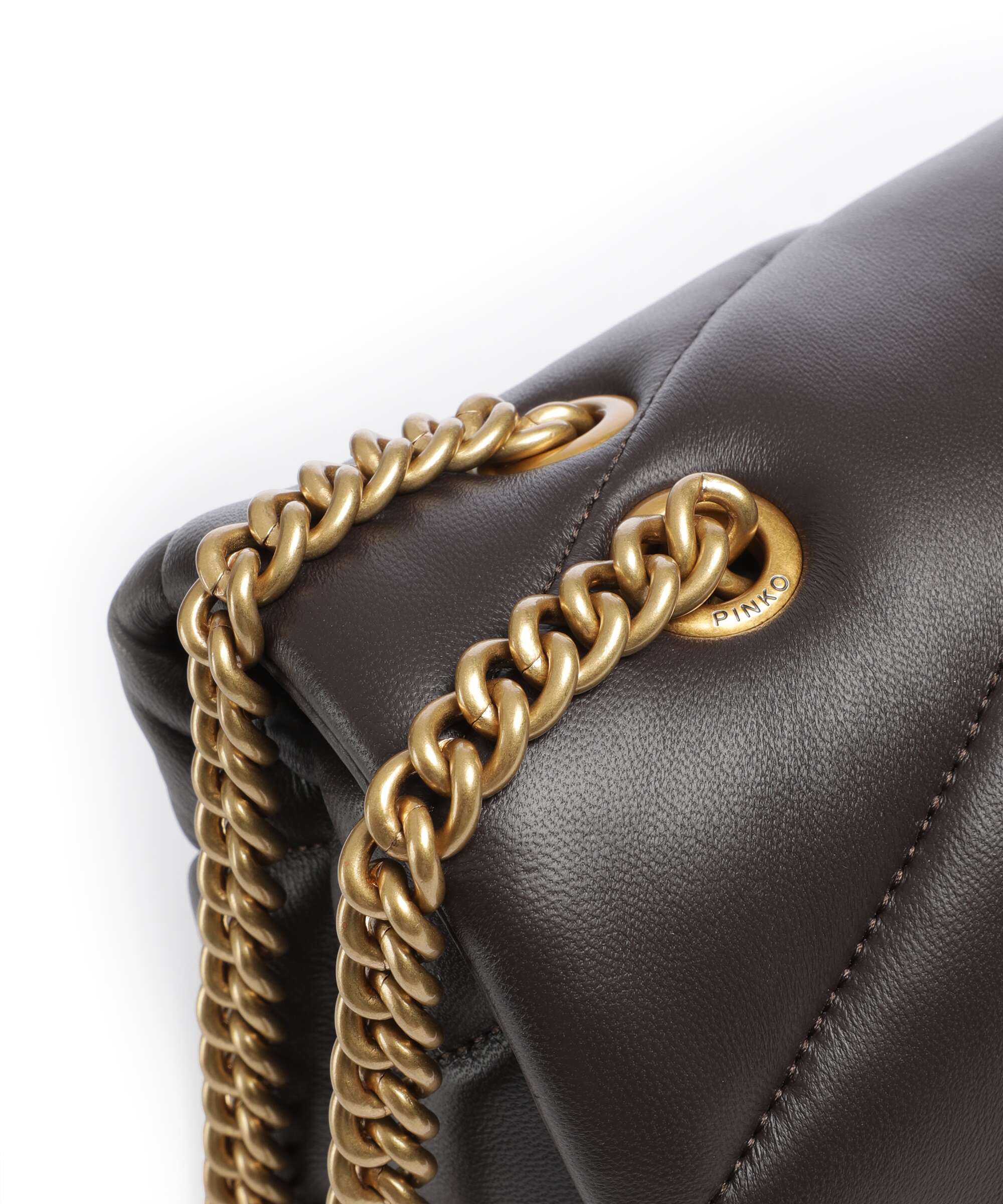 Pinko Love Puff Classic New Buckle Shoulder bag marrone marasca/antique gold