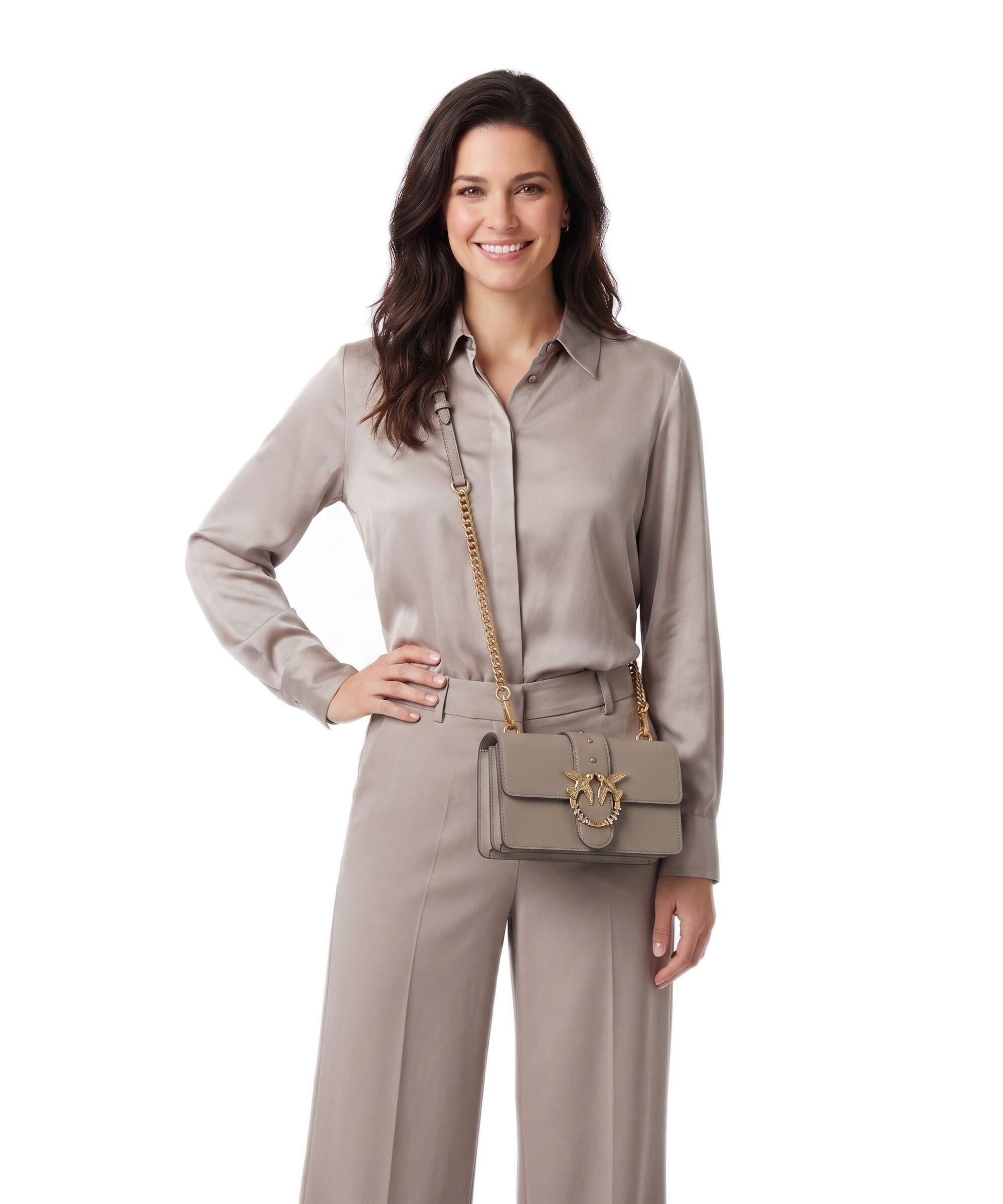 Pinko Love One Mini New Buckle Crossbody bag grained leather
