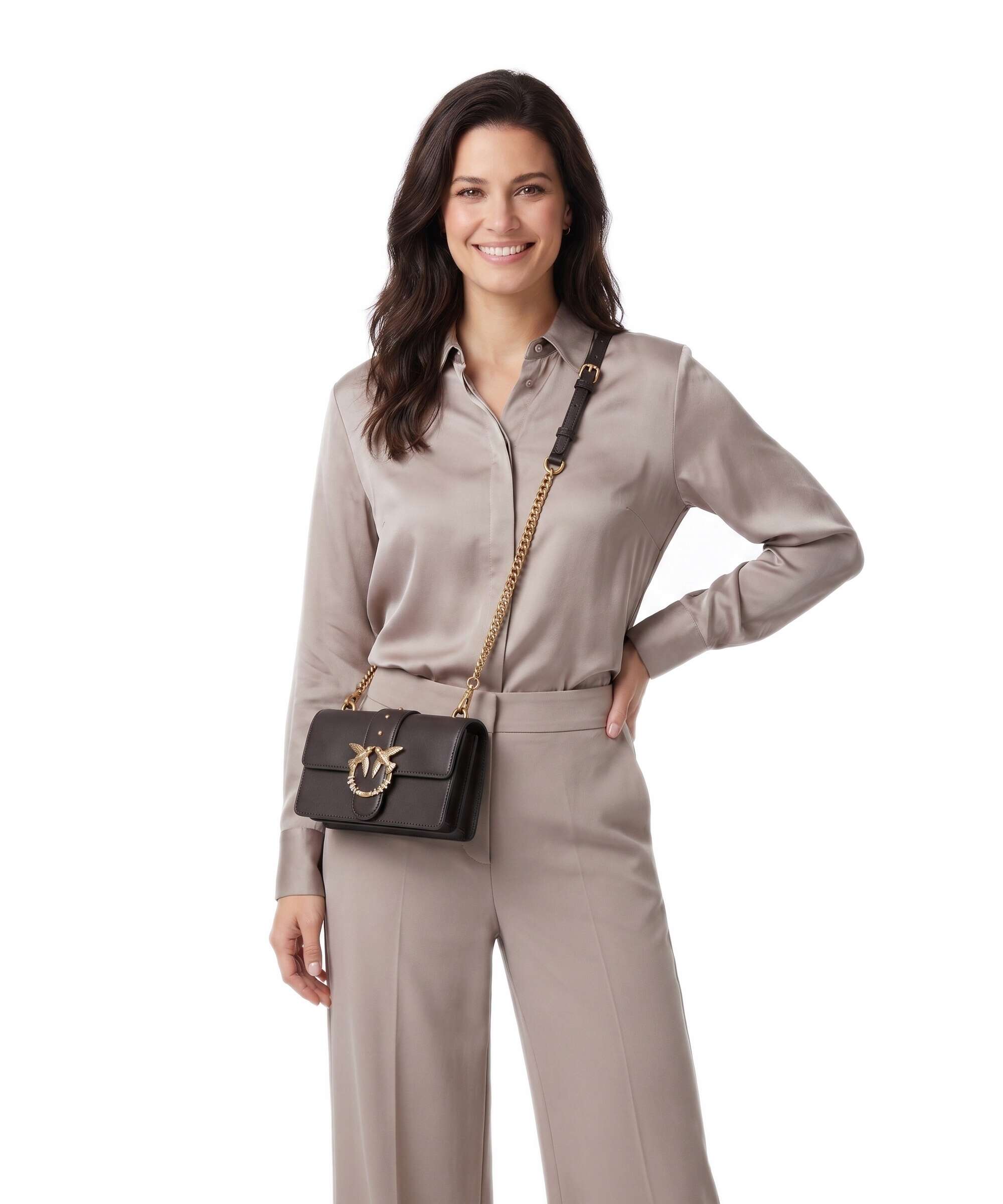 Pinko Love One Mini New Buckle Crossbody bag grained leather