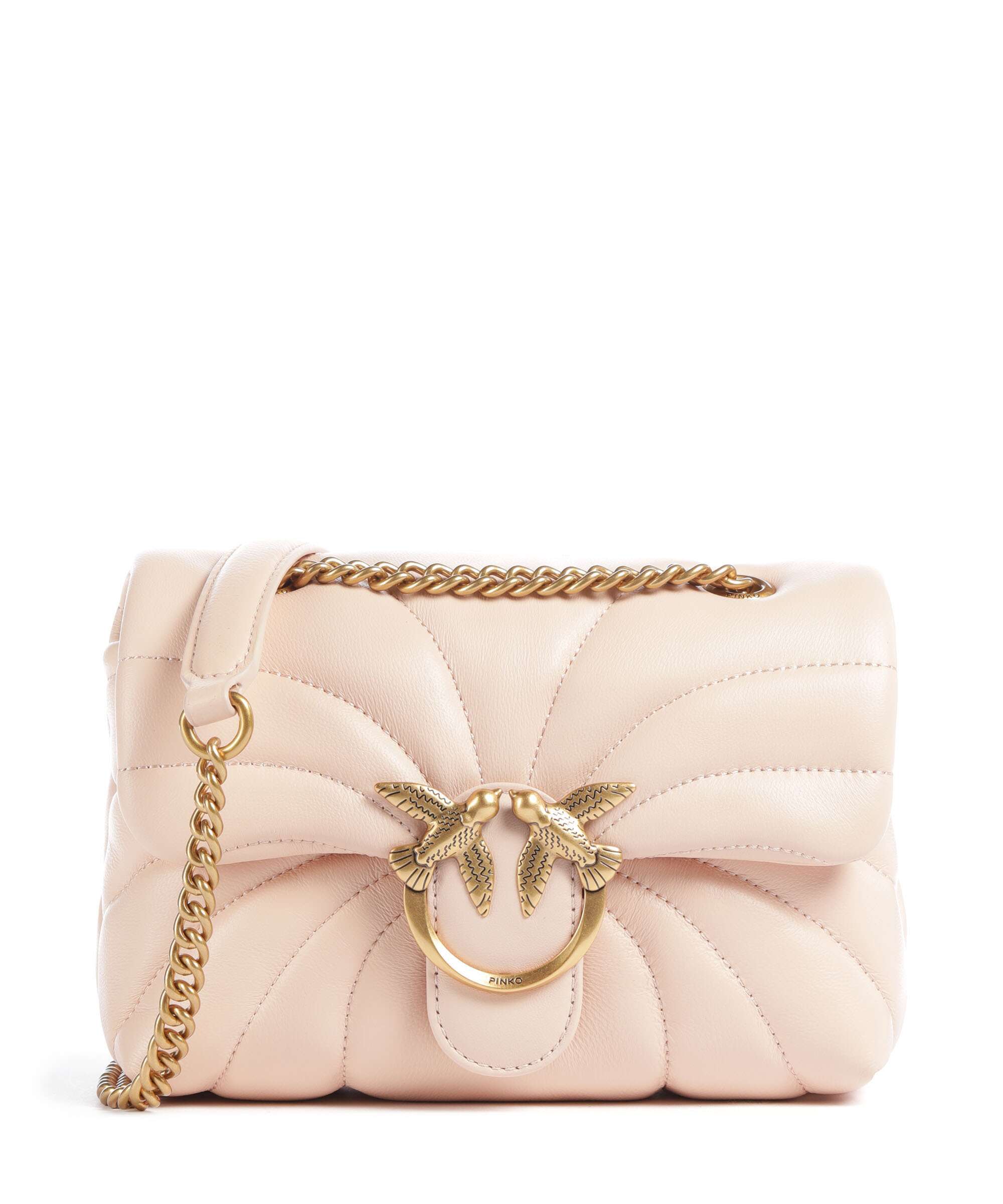 Pinko Love Puff Mini Shoulder bag sheepskin leather bianco seta