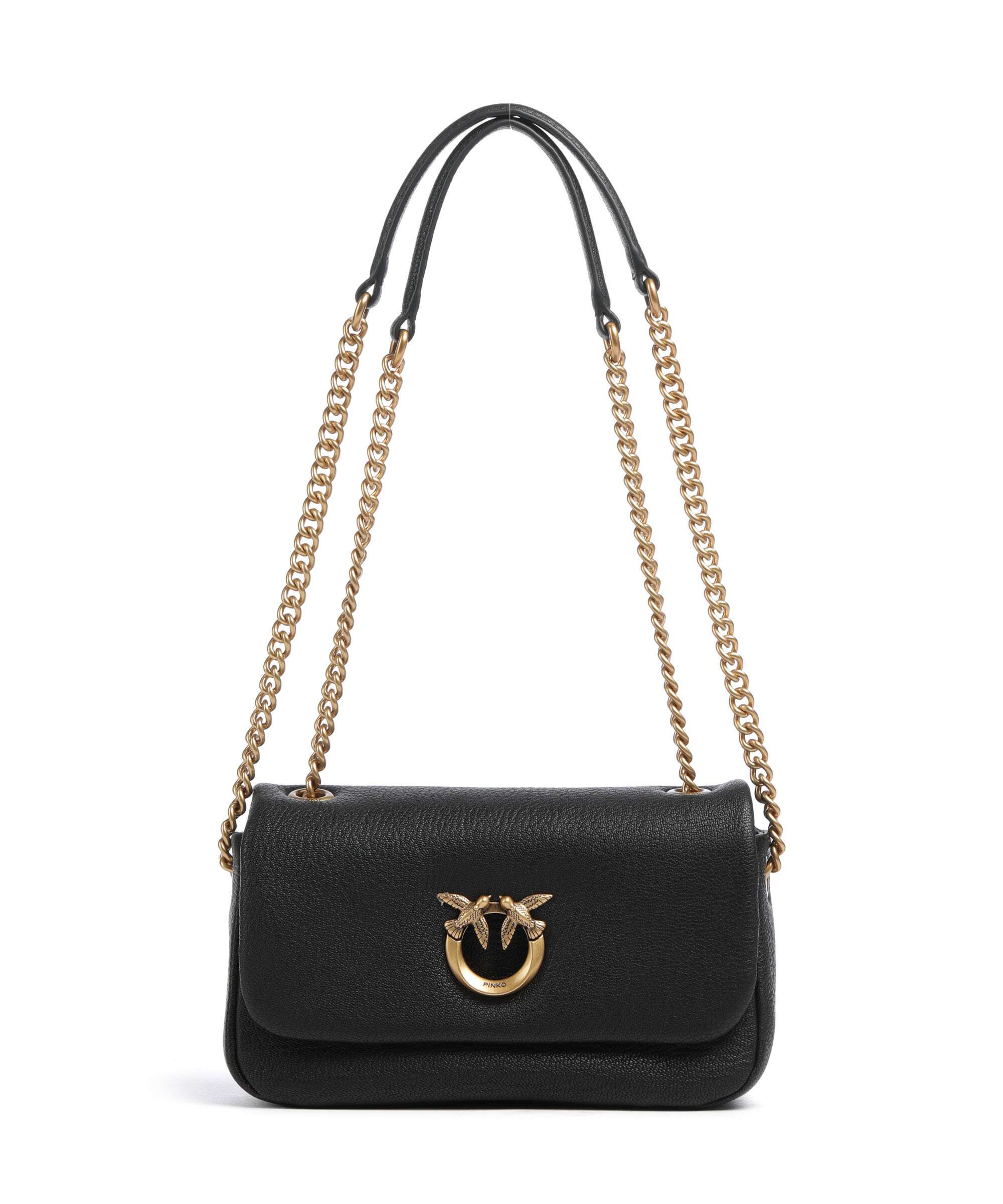 Pinko Click Soft Horizontal Chain Shoulder bag lamb leather nero