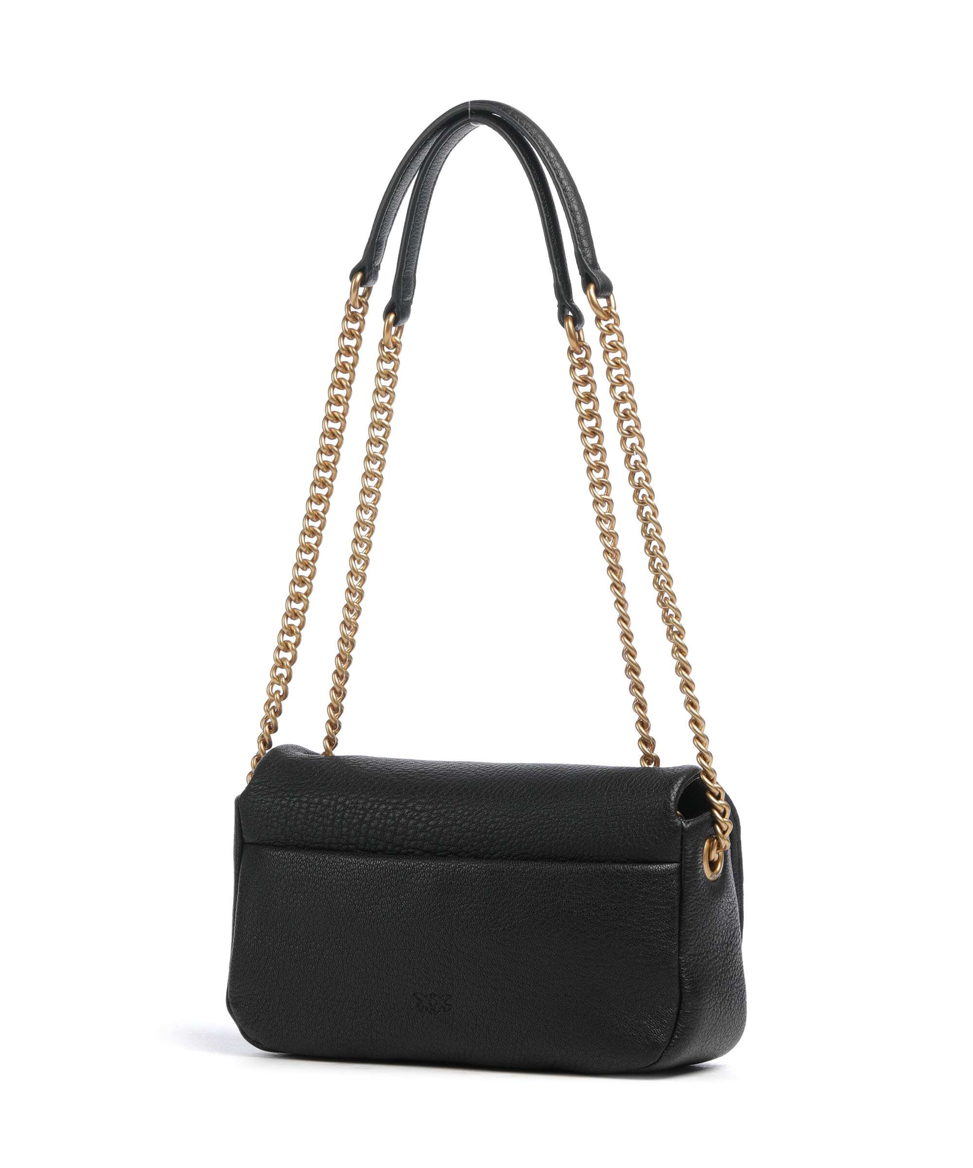 Pinko Click Soft Horizontal Chain Shoulder bag lamb leather nero