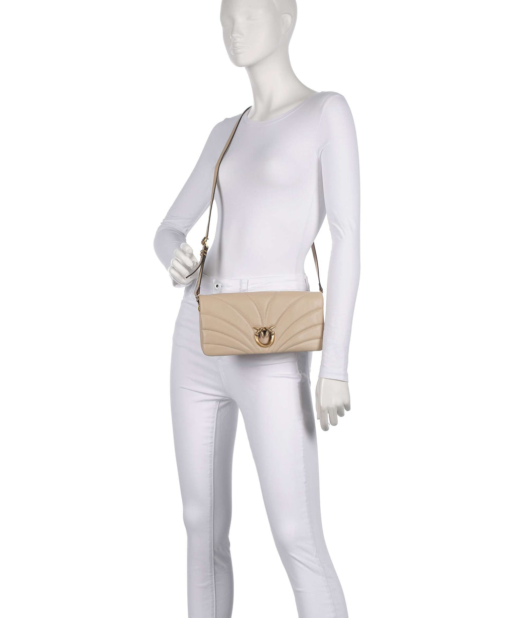 Pinko Click Horizontal Classic Crossbody bag beige/grigio fumo/antique gold