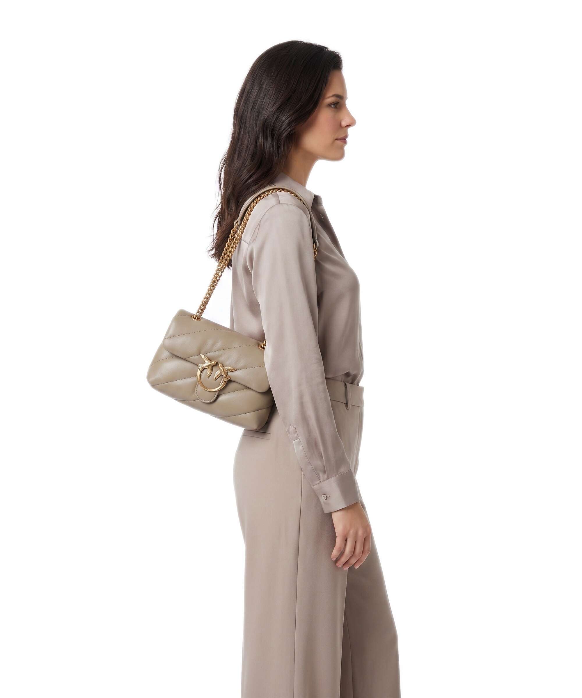 Pinko Love Puff Mini Shoulder bag grigio talpa/antique gold