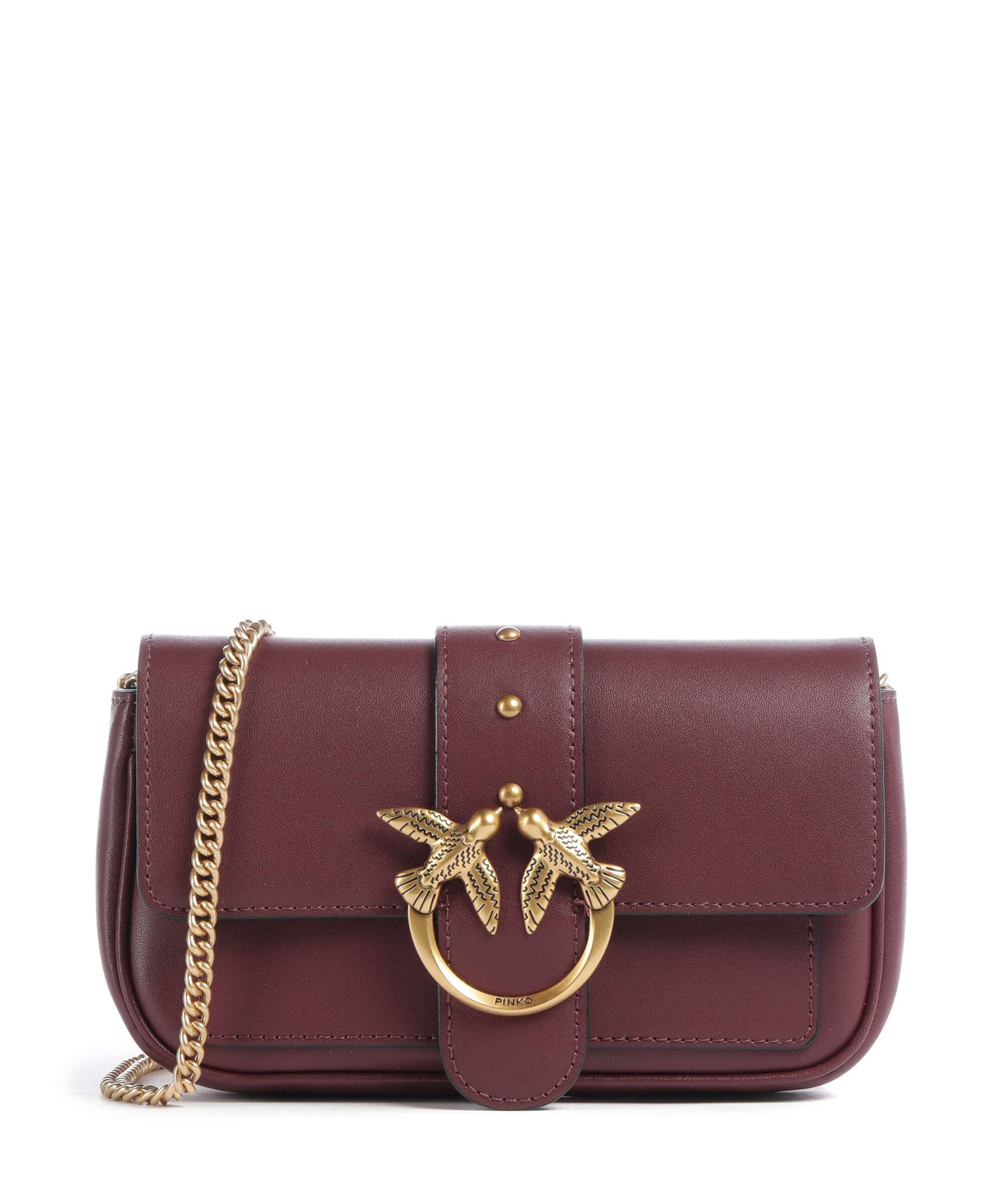 Pinko Love One Pocket Wallet fine grain leather rosso rio/antique