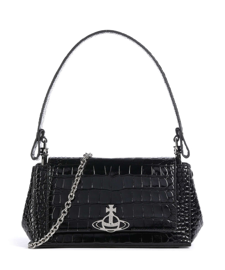 Vivienne Westwood Hazel Embossed Croc Medium Shoulder bag black