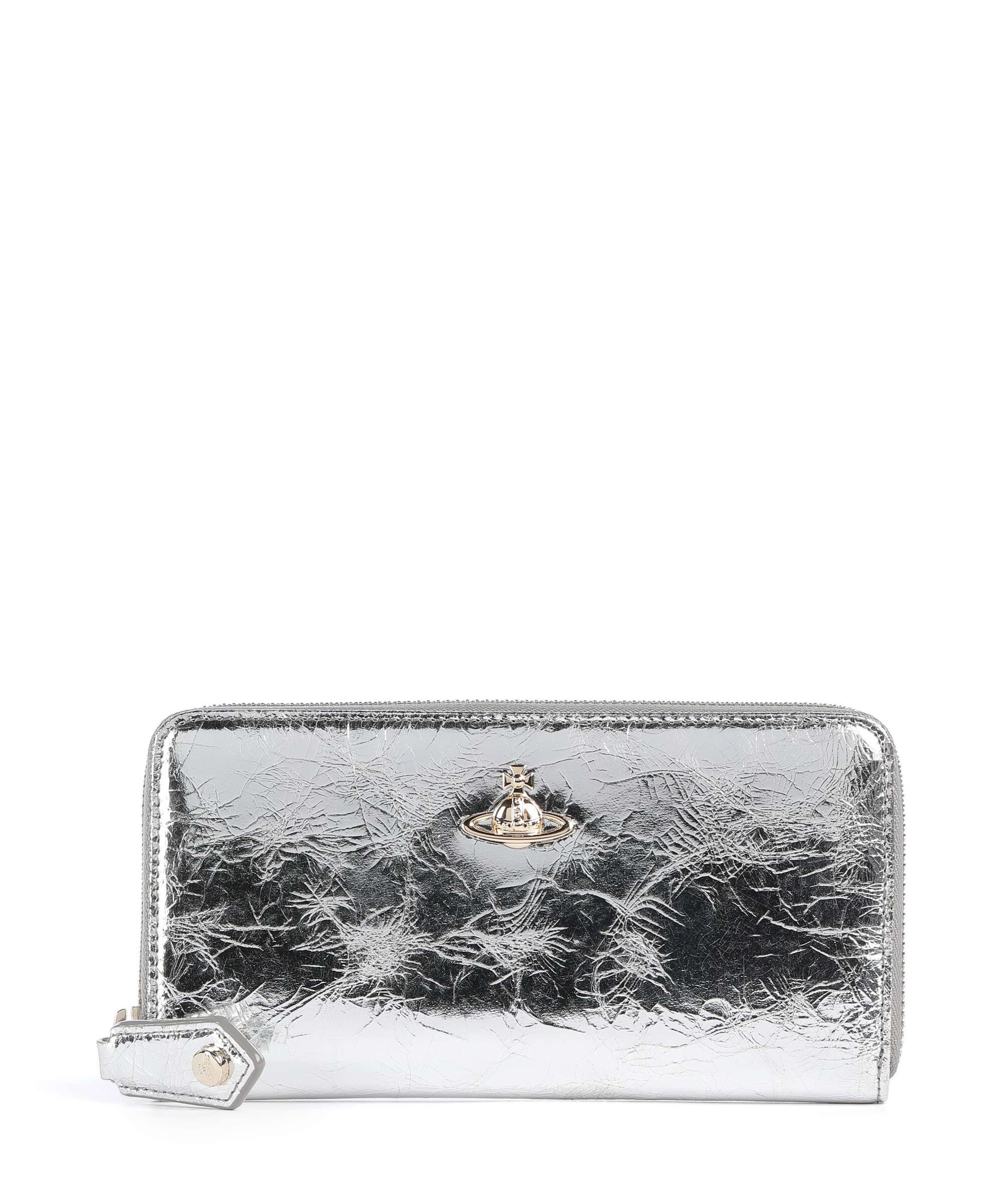 Vivienne Westwood Metallic Crinkle Classic Wallet silver