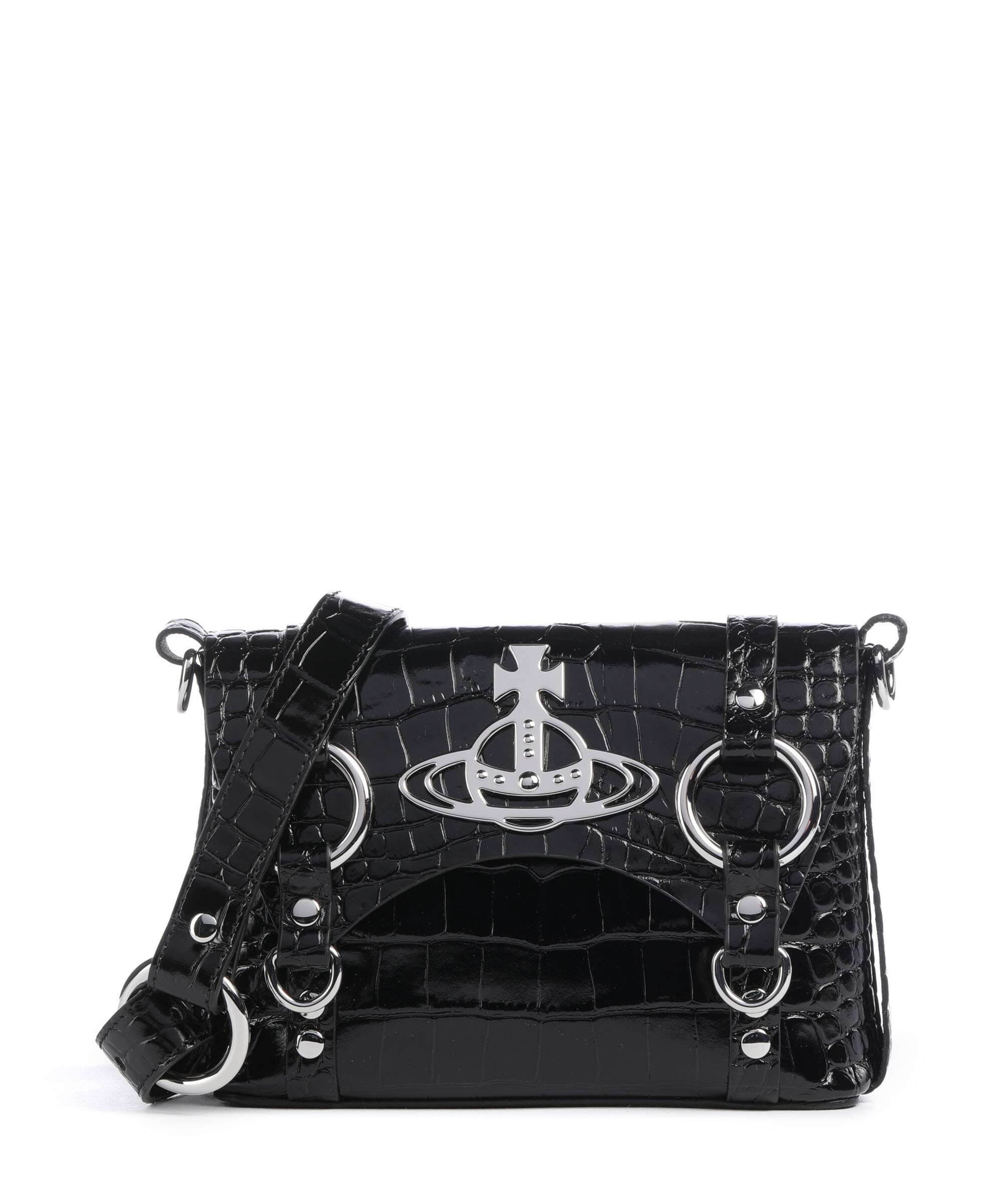 Vivienne Westwood Kim Embossed Croc Crossbody bag calfskin black