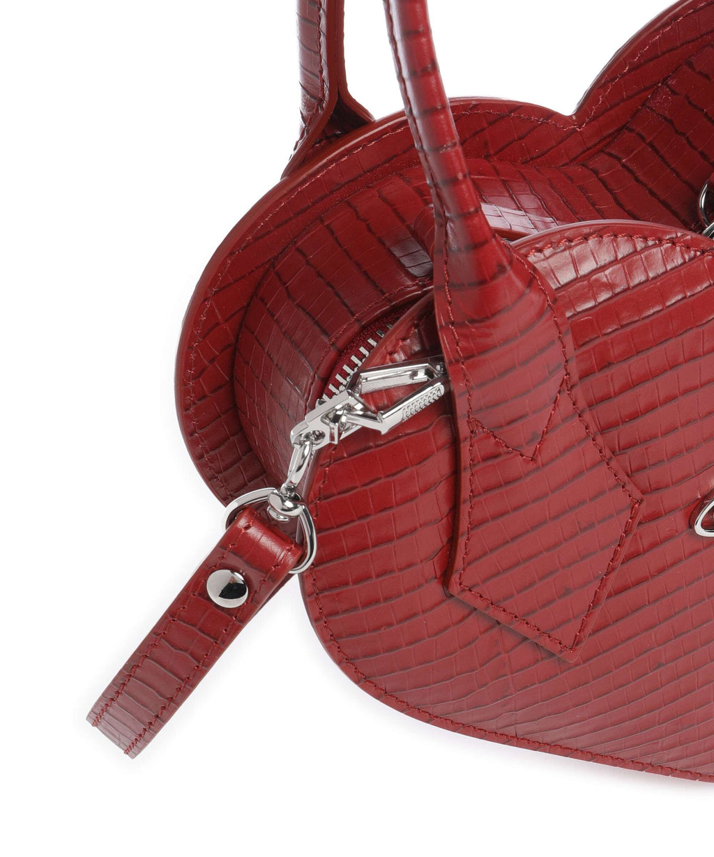 Vivienne Westwood Josephine Heart Embossed Croc Mini Handbag red