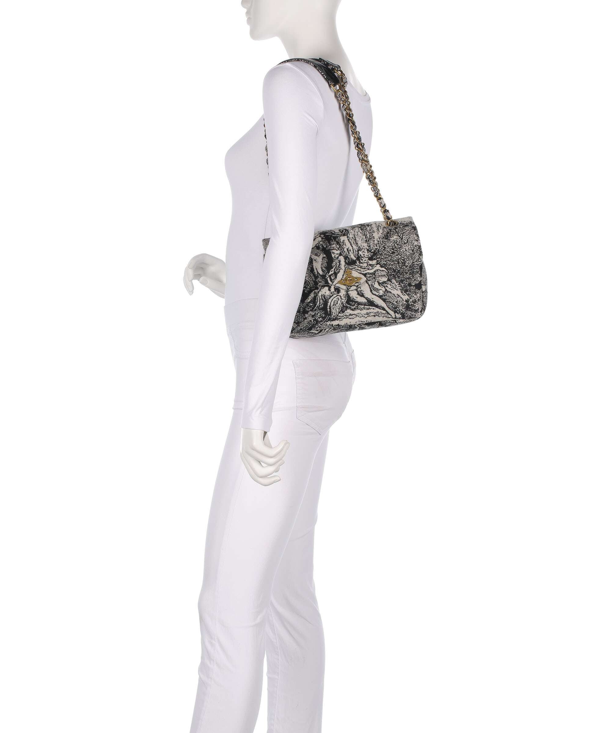 Vivienne Westwood Anita Venus Wool Jacquard Medium Shoulder bag cream/black
