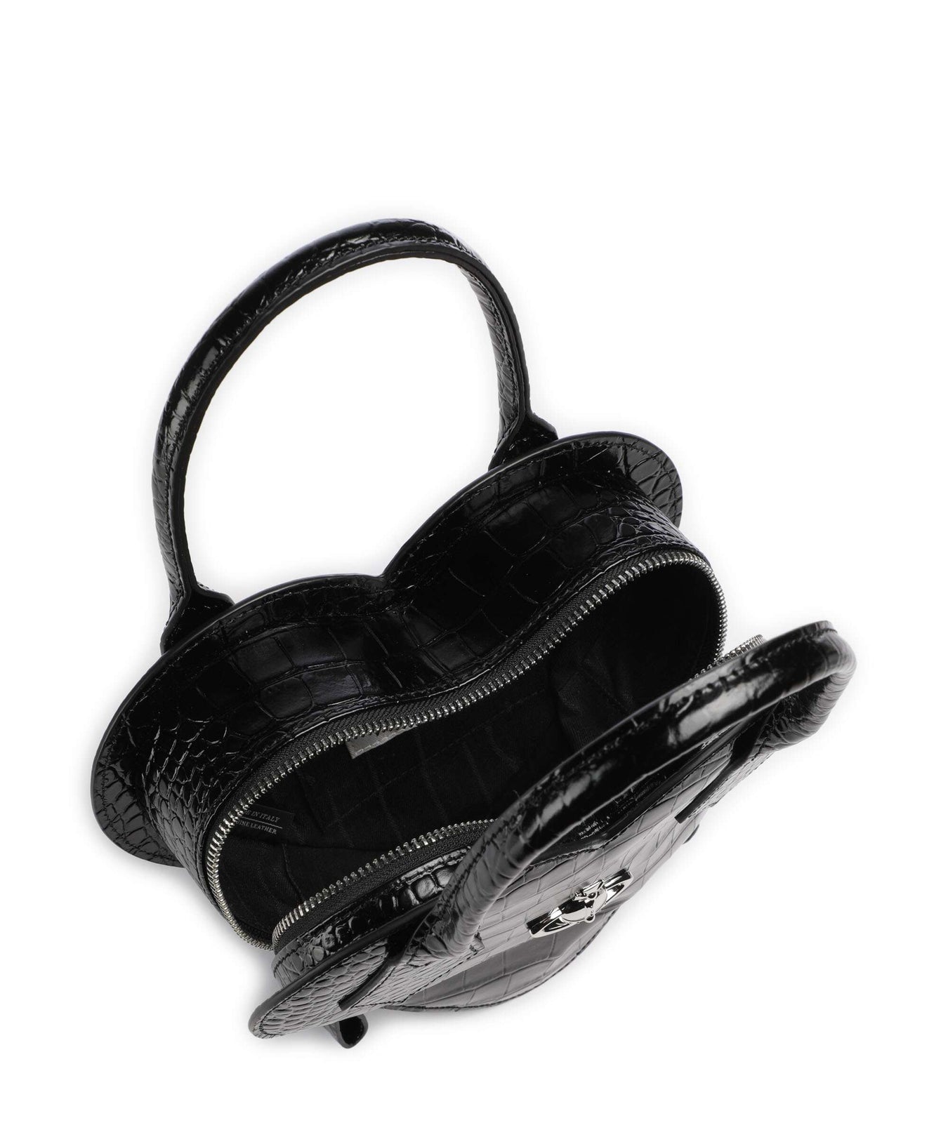 Vivienne Westwood Josephine Heart Embossed Croc Handbag black