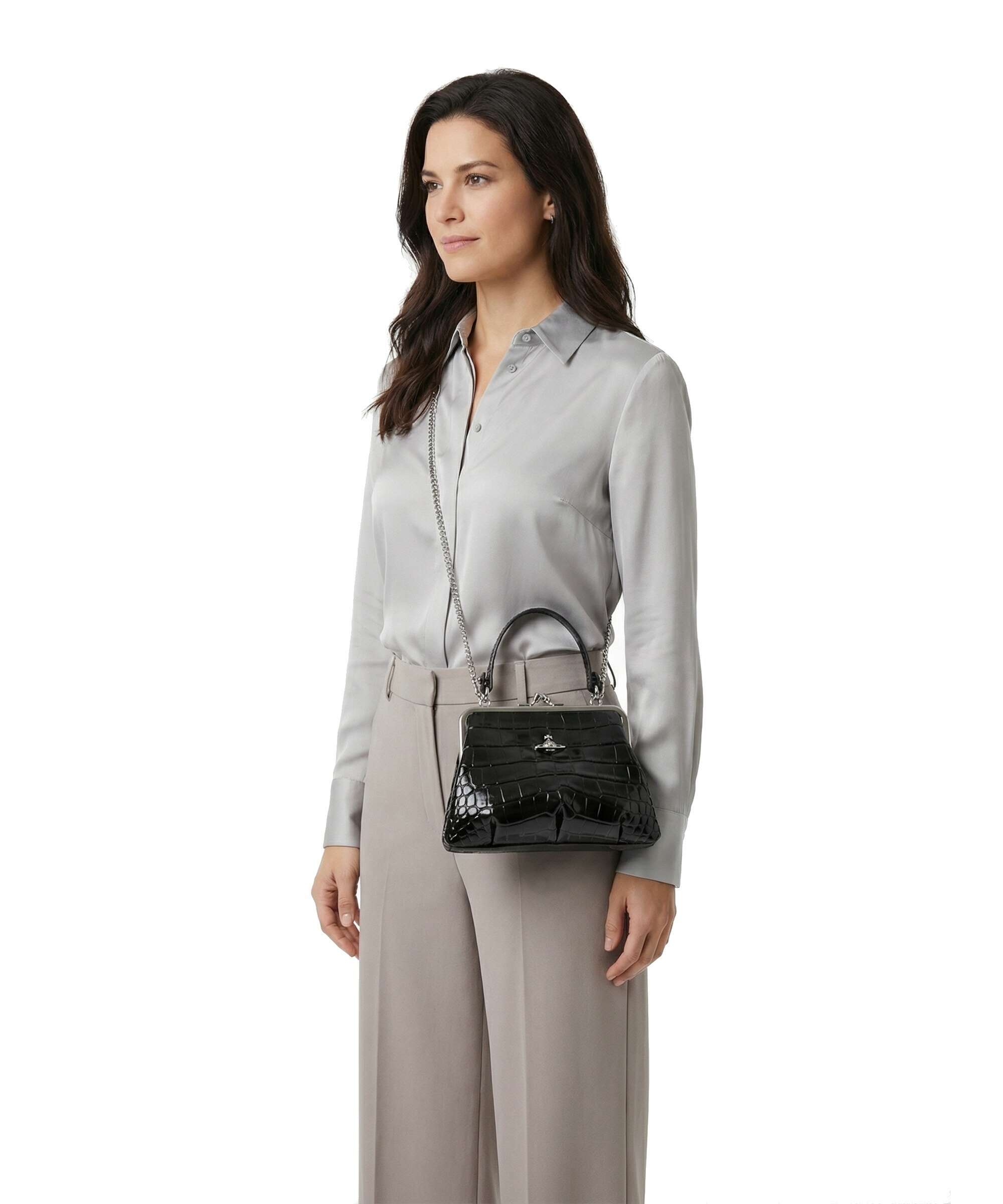 Vivienne Westwood Granny Frame Embossed Croc Handbag embossed