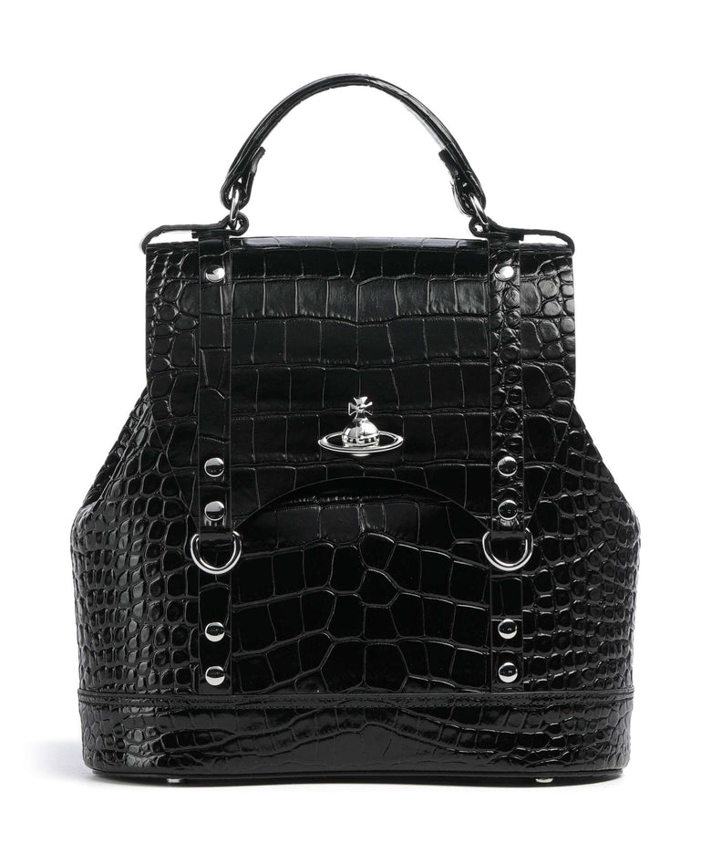 Vivienne Westwood Max Embossed Croc Small Backpack embossed calfskin black