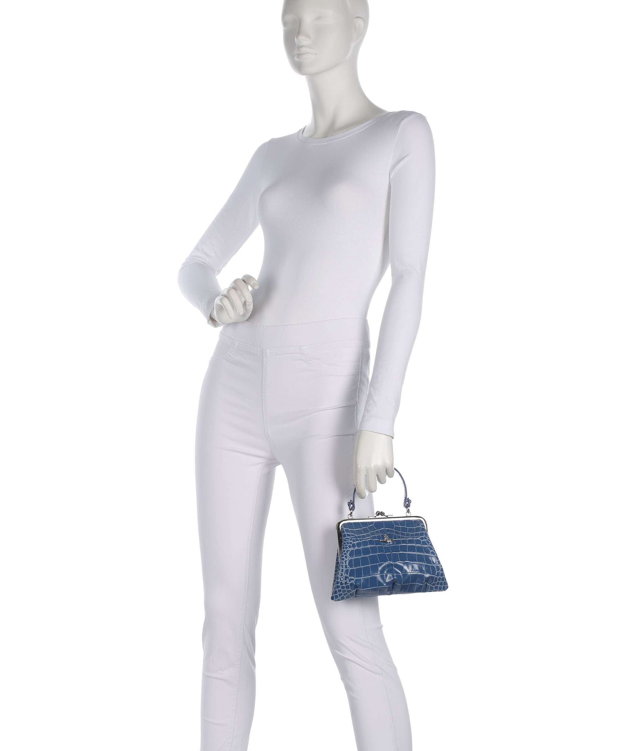 Vivienne Westwood Granny Frame Embossed Croc Handbag blue