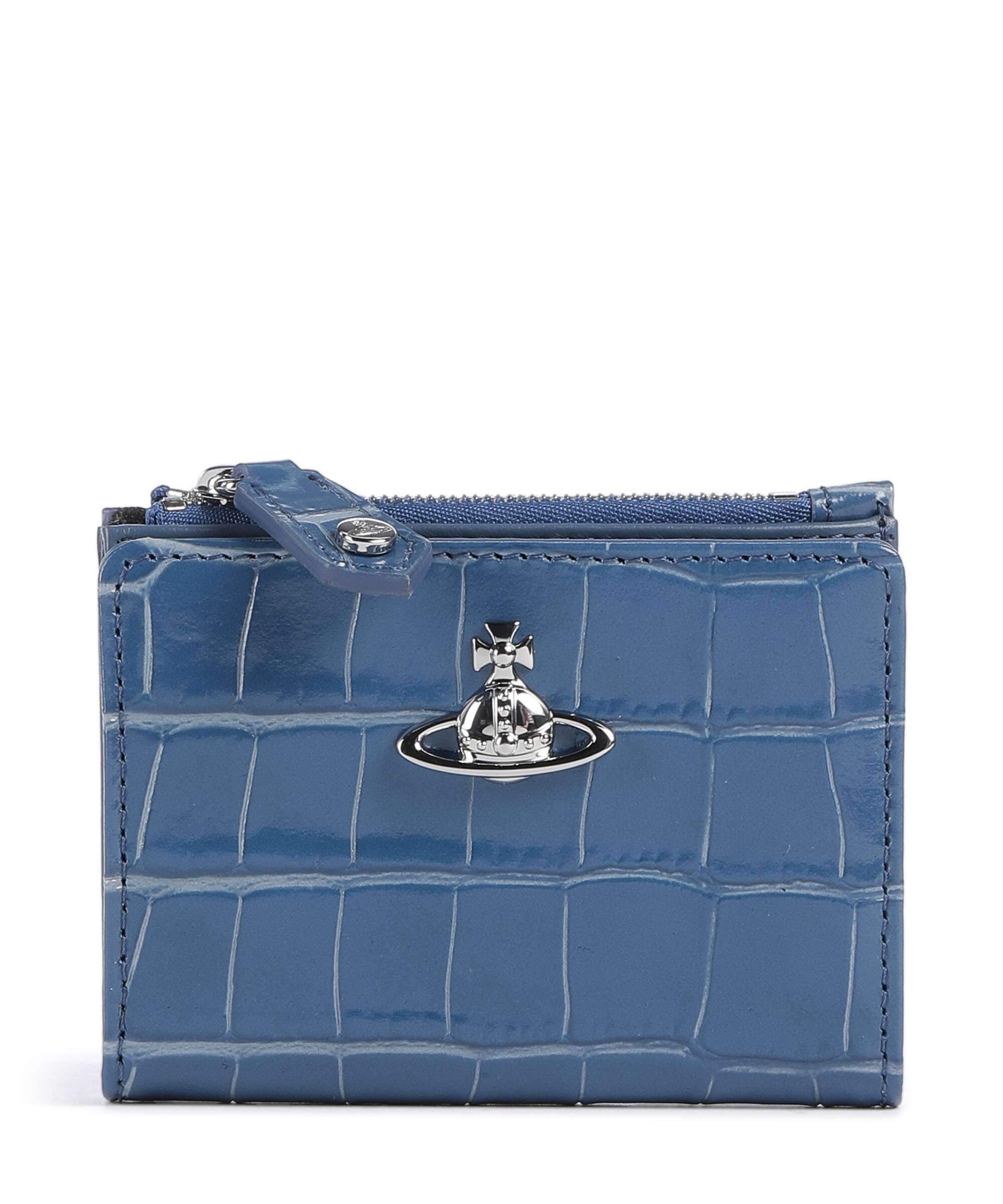 Vivienne Westwood Embossed Croc Slim Wallet blue