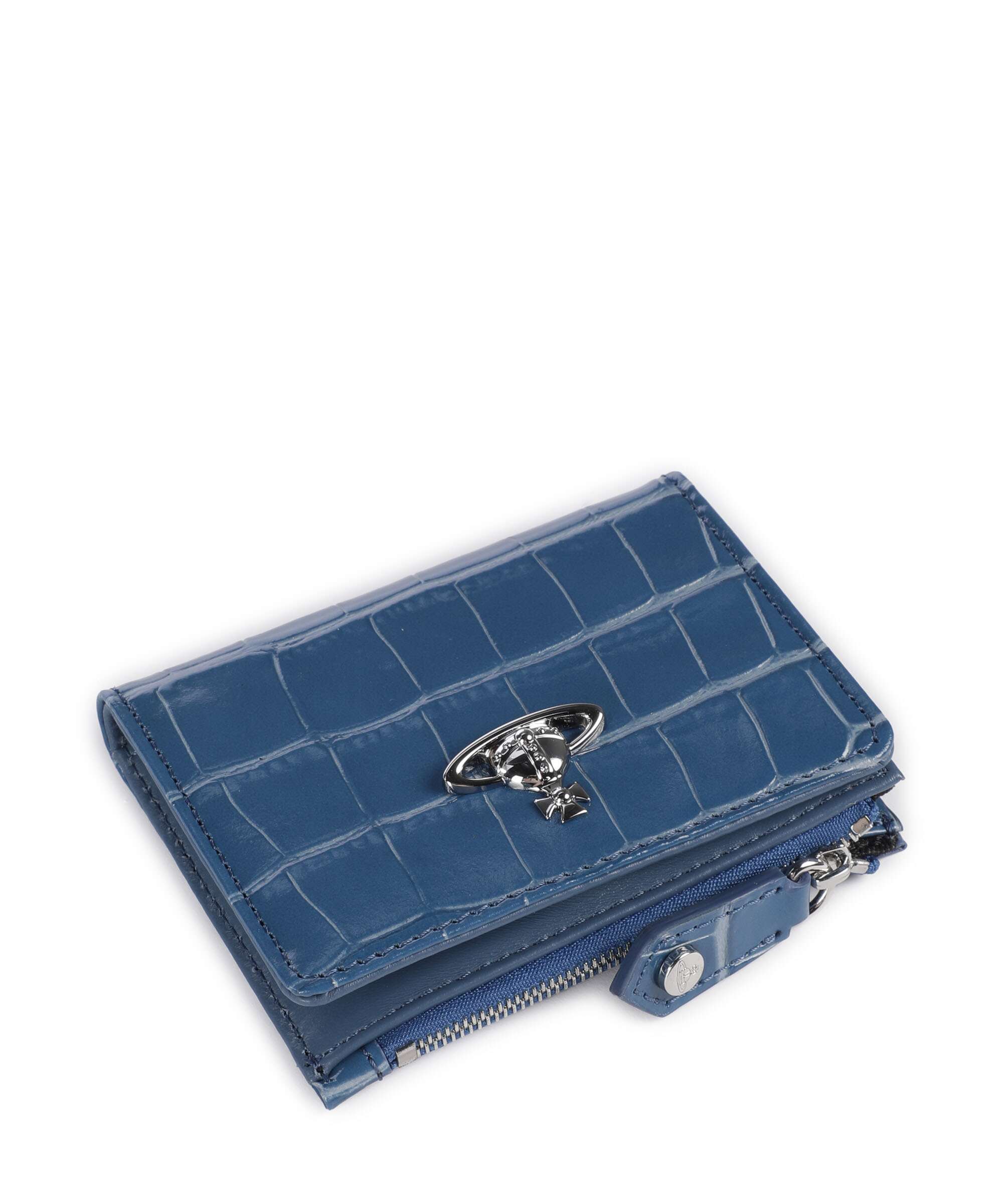 Vivienne Westwood Embossed Croc Slim Wallet blue