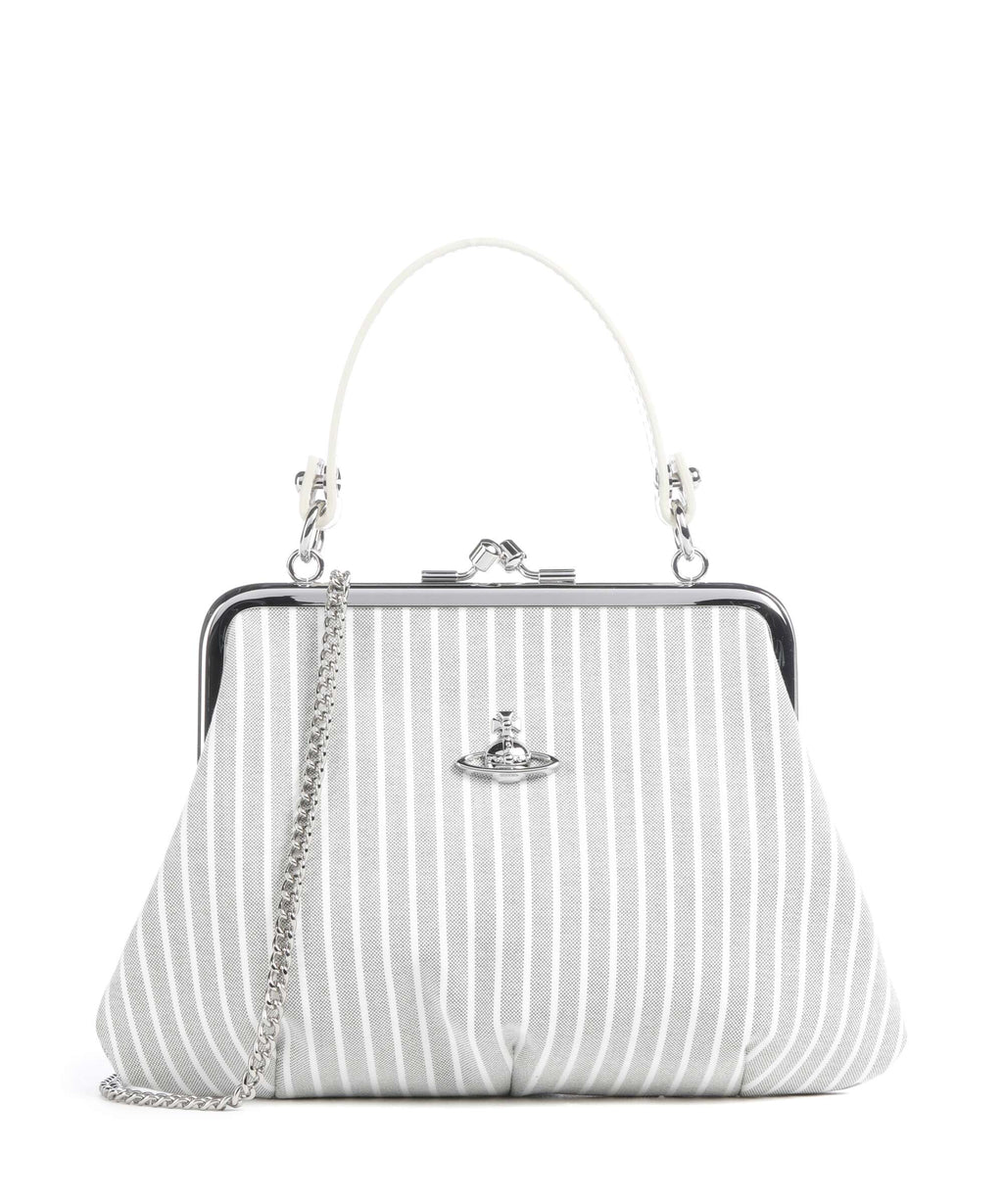 Vivienne Westwood Granny Frame Classic Oxford Shirt Handbag thyme stripe