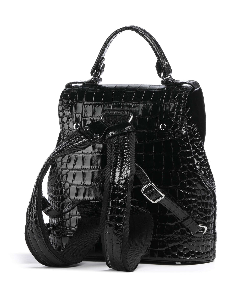 croc embossed mini backpack Tory Burch link shoulder straps Tory Burch Croc Embossed Mini