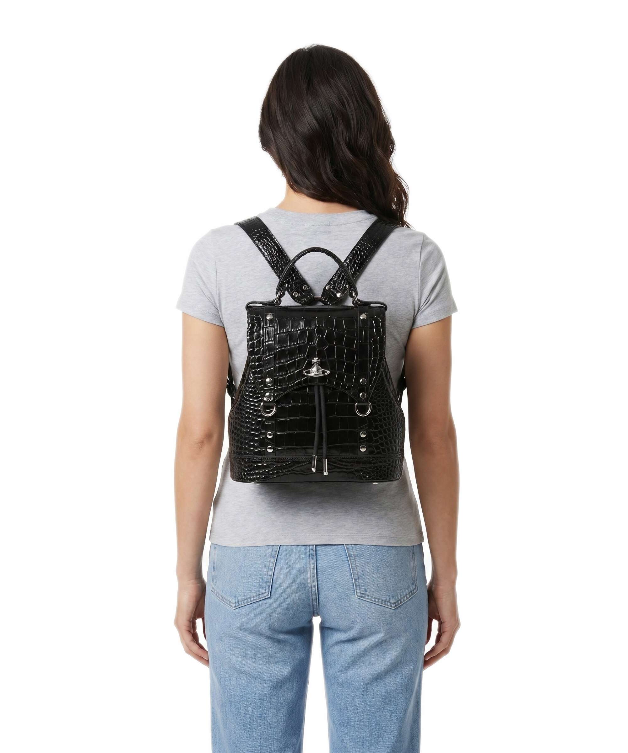 Vivienne Westwood Max Embossed Croc Small Backpack embossed cow