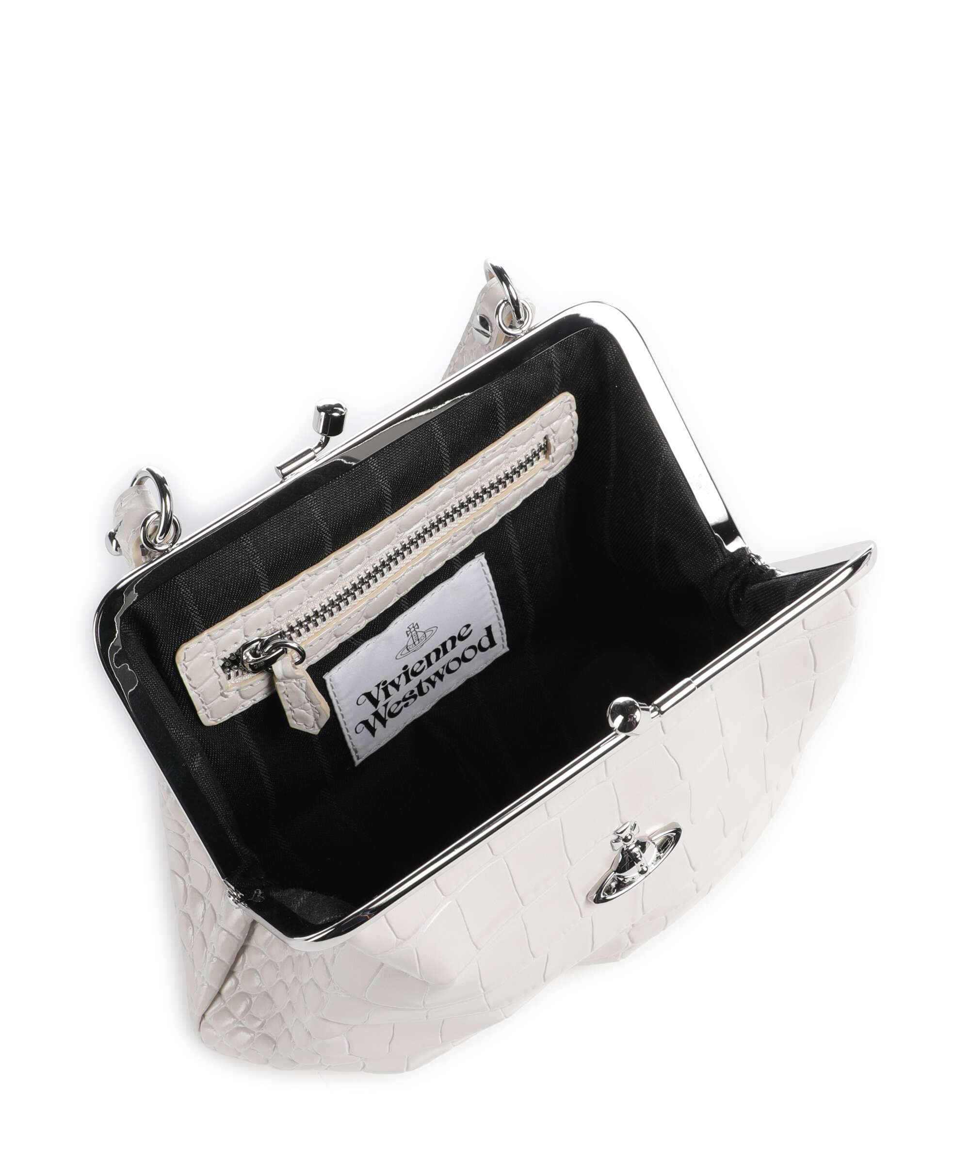 Vivienne Westwood Granny Frame Embossed Croc Handbag pearl white