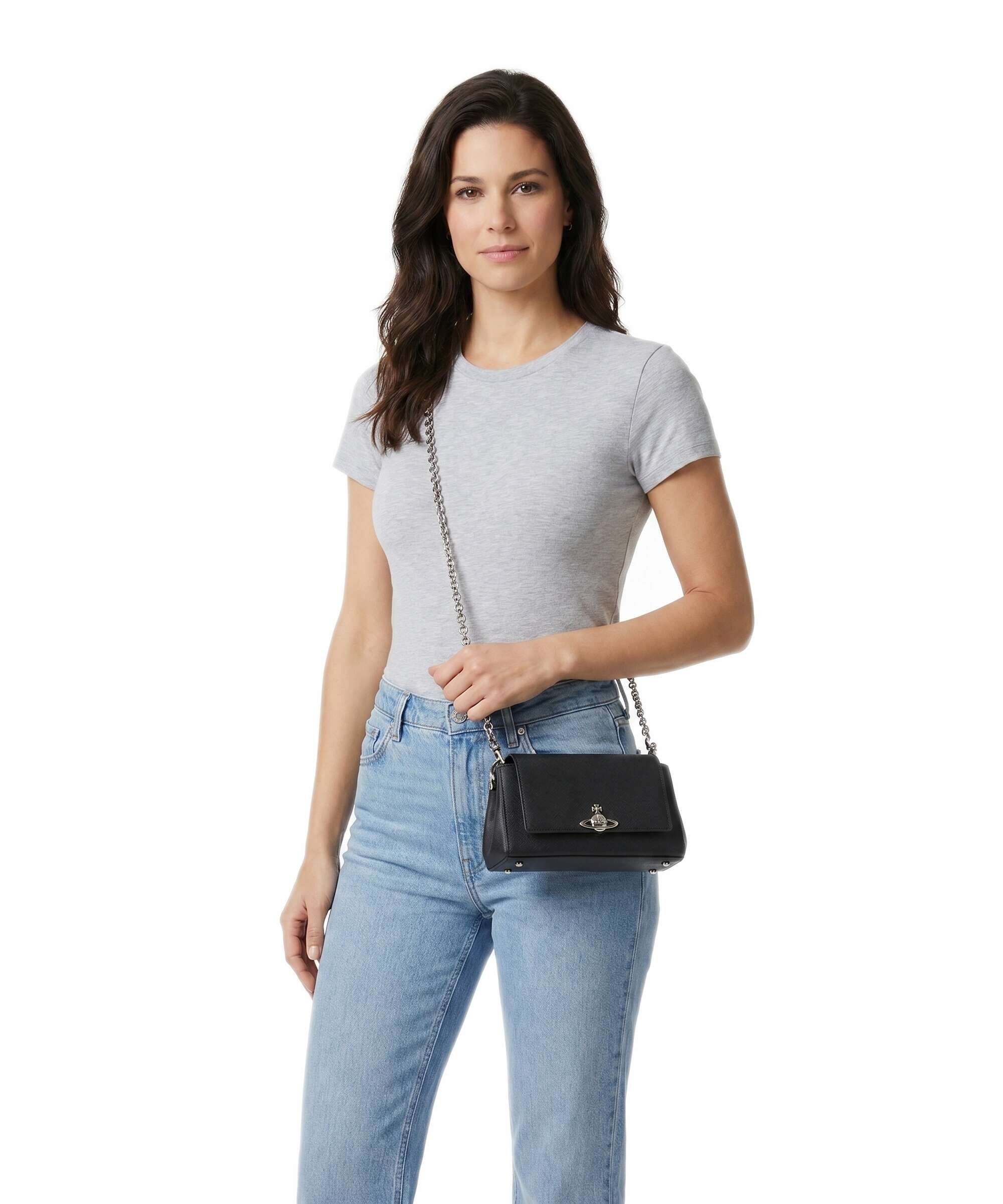 Vivienne Westwood Hazel Saffiano Plain Small Shoulder bag black