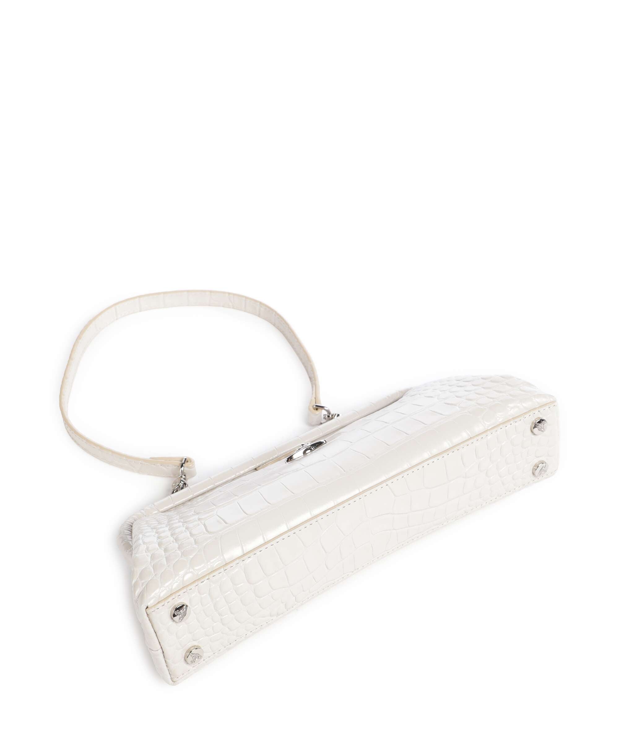 Vivienne Westwood Jane Frame Embossed Croc Shoulder bag pearl white