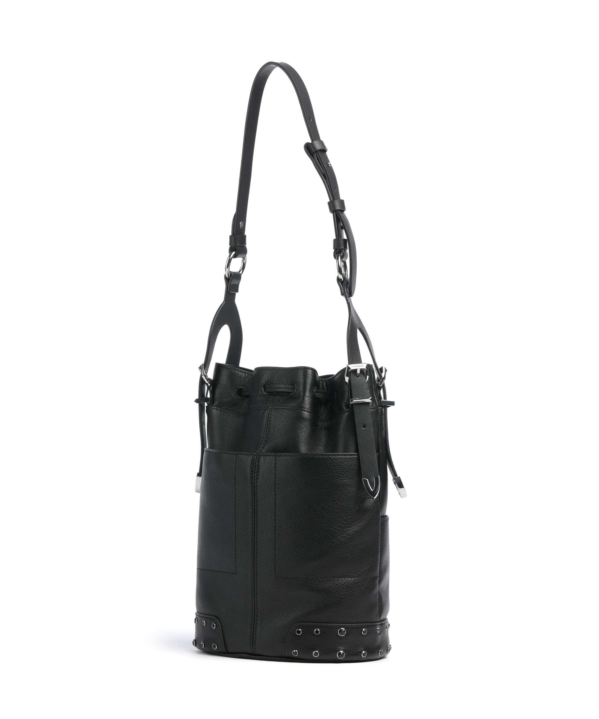 Pinko Mini Bucket bag grained leather nero/limousine/shiny nickel