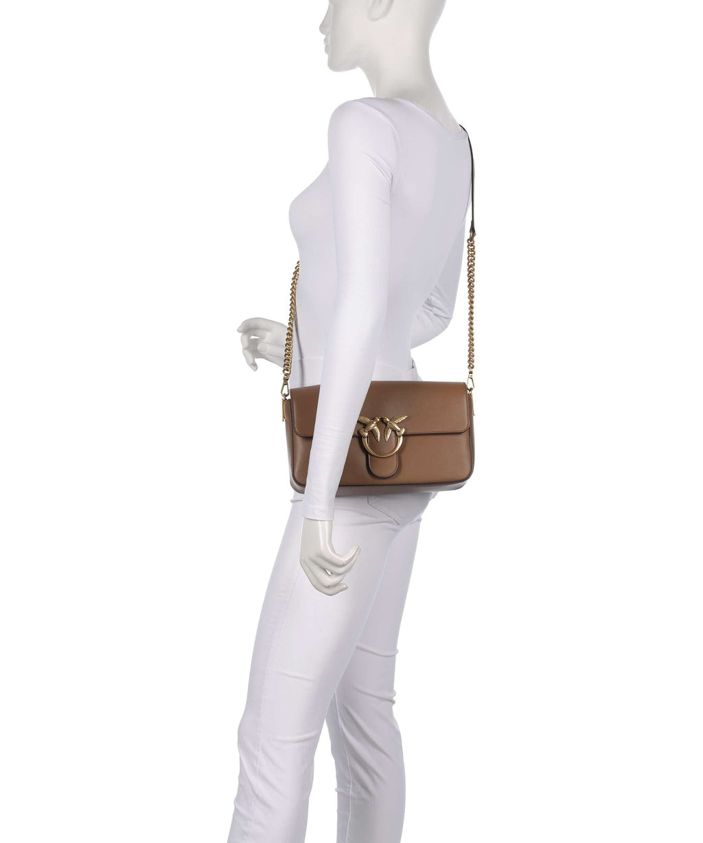 Pinko Love One Classic Slouchy Crossbody bag marrone cognac/antique gold