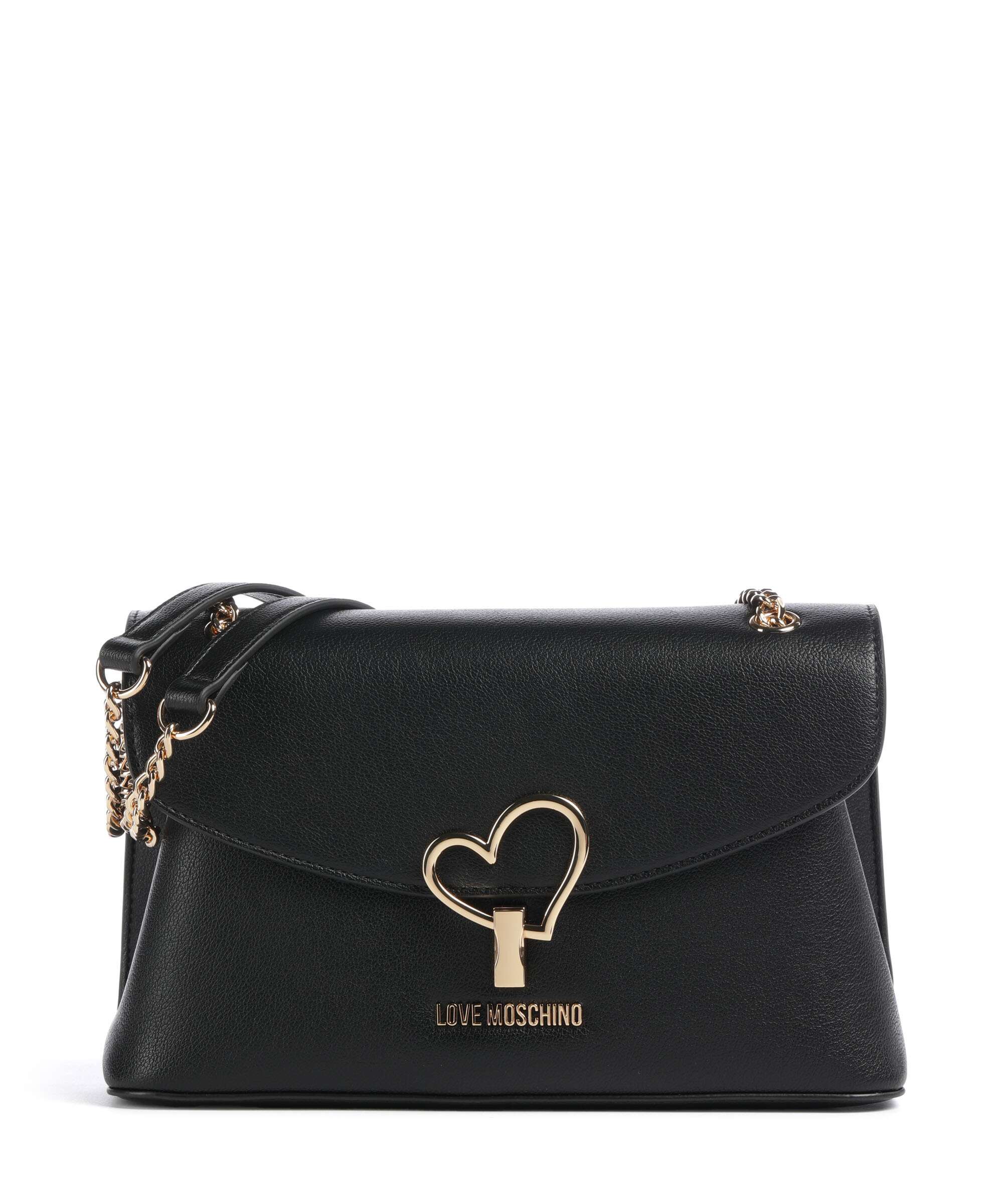 【LOVECHROME】 Love Moschino Heart Turnlock Shoulder bag imitation leather black